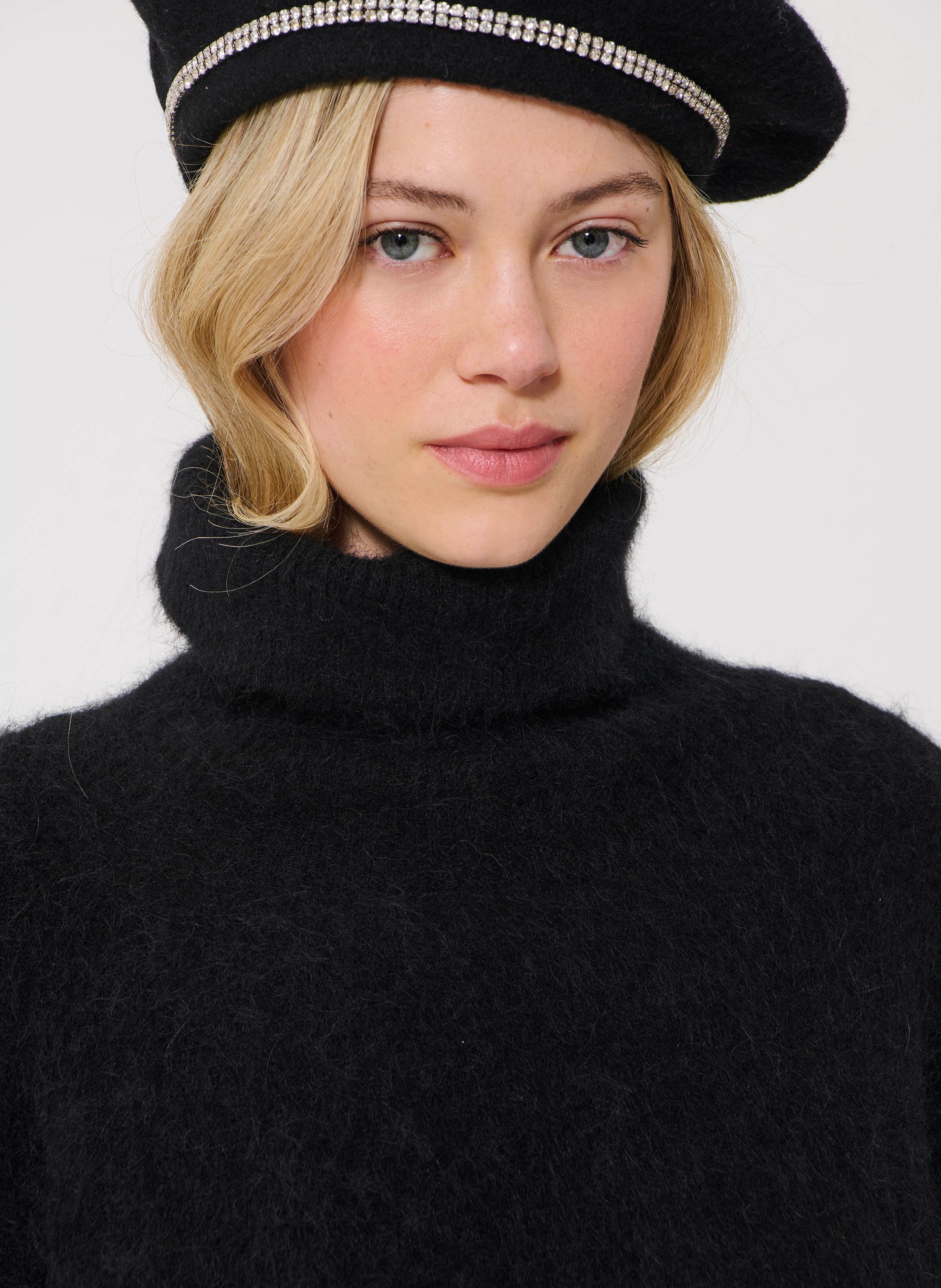 Straight turtleneck sweater in mixed alpaca wool. TARA JARMON Black