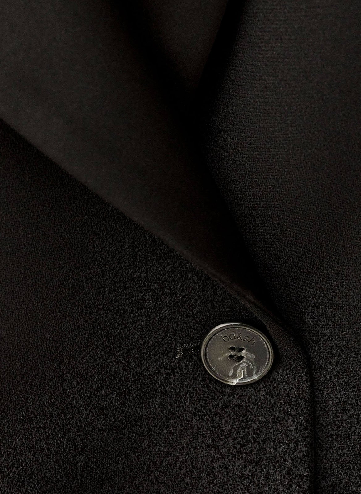Veste tailleur droite à revers satinés BA&SH Noir
