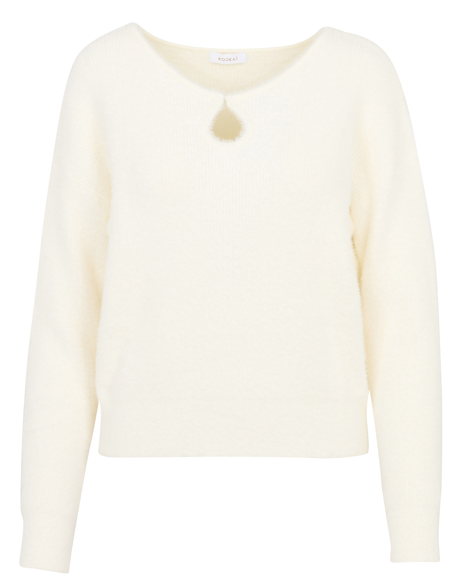 Gerade geschnittener Rundhalspullover aus flauschigem Strick KOOKAI Weiss