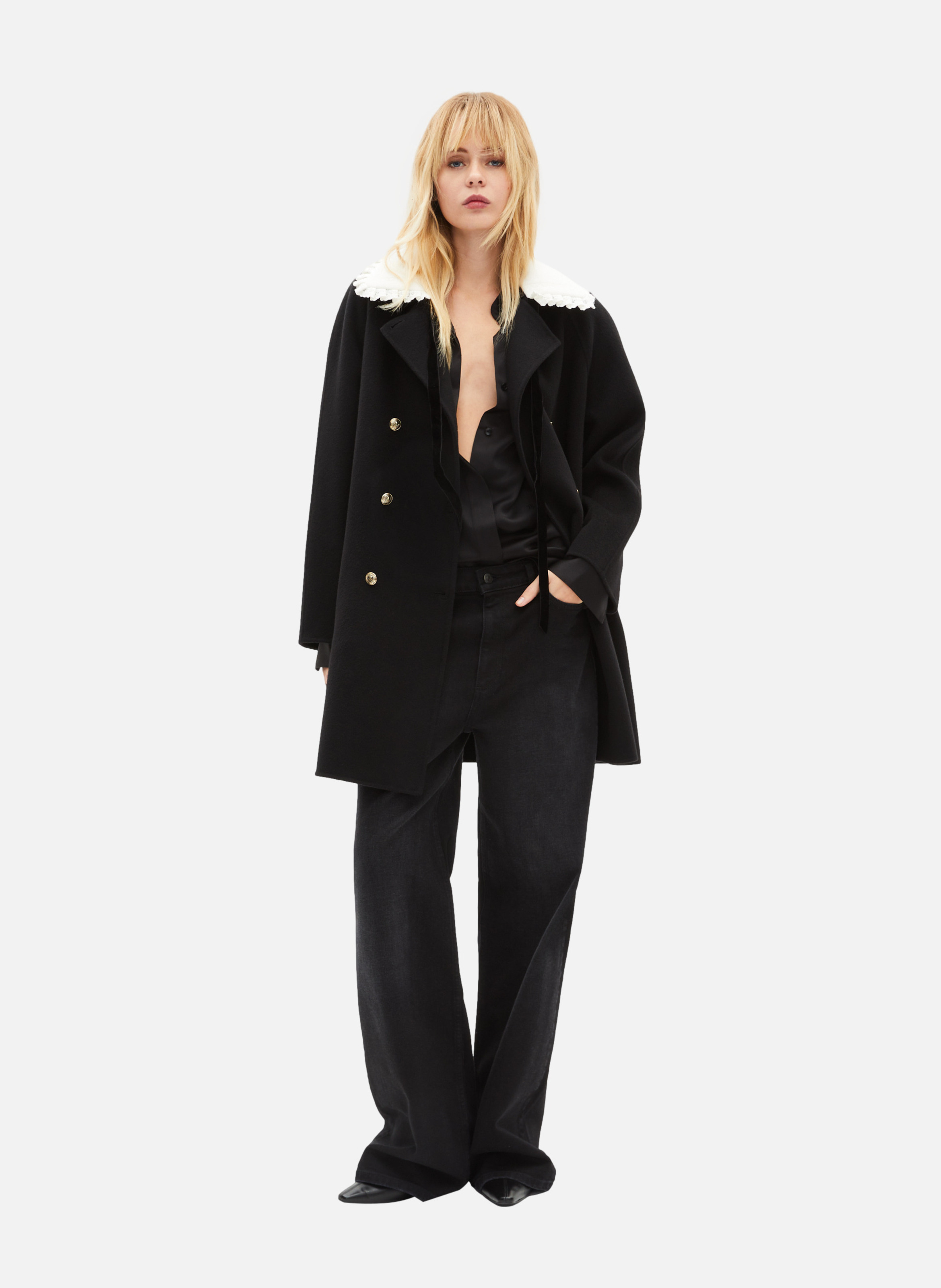 Double-faced wool blend coat THE KOOPLES Black