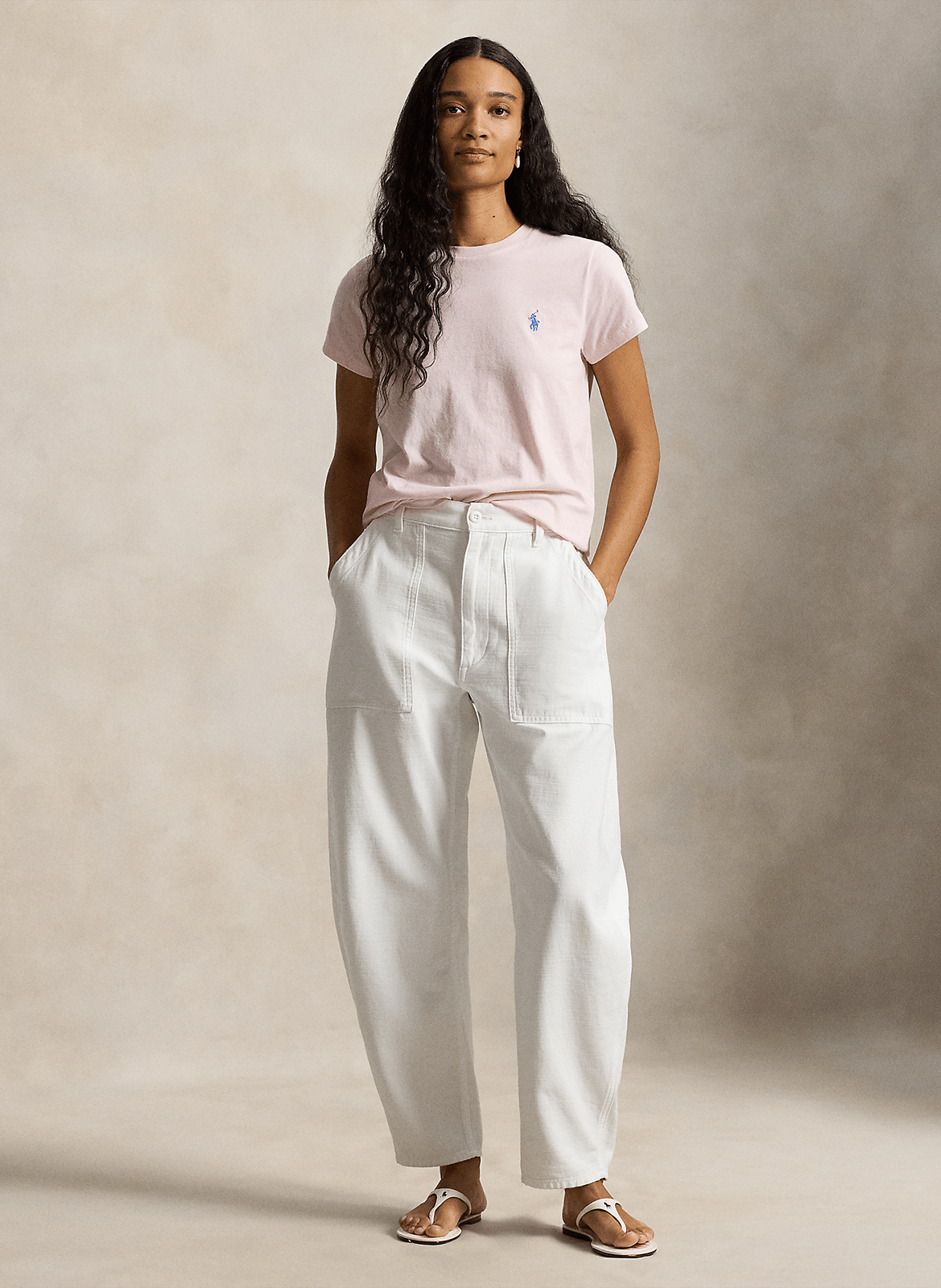 Short-sleeved plain t-shirt with logo POLO RALPH LAUREN Pink