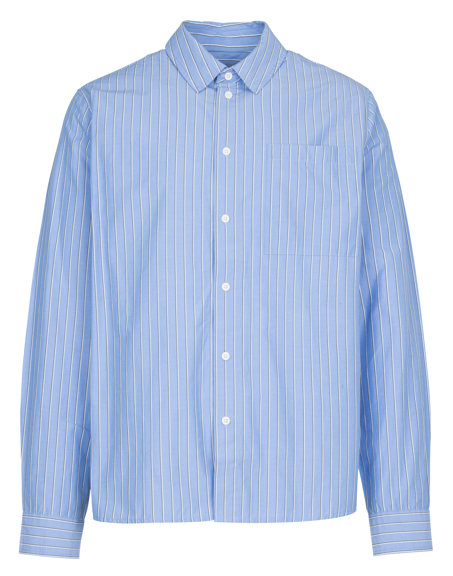 Bluse aus Baumwoll-Mix mit klassischem Kragen SOLID Blau