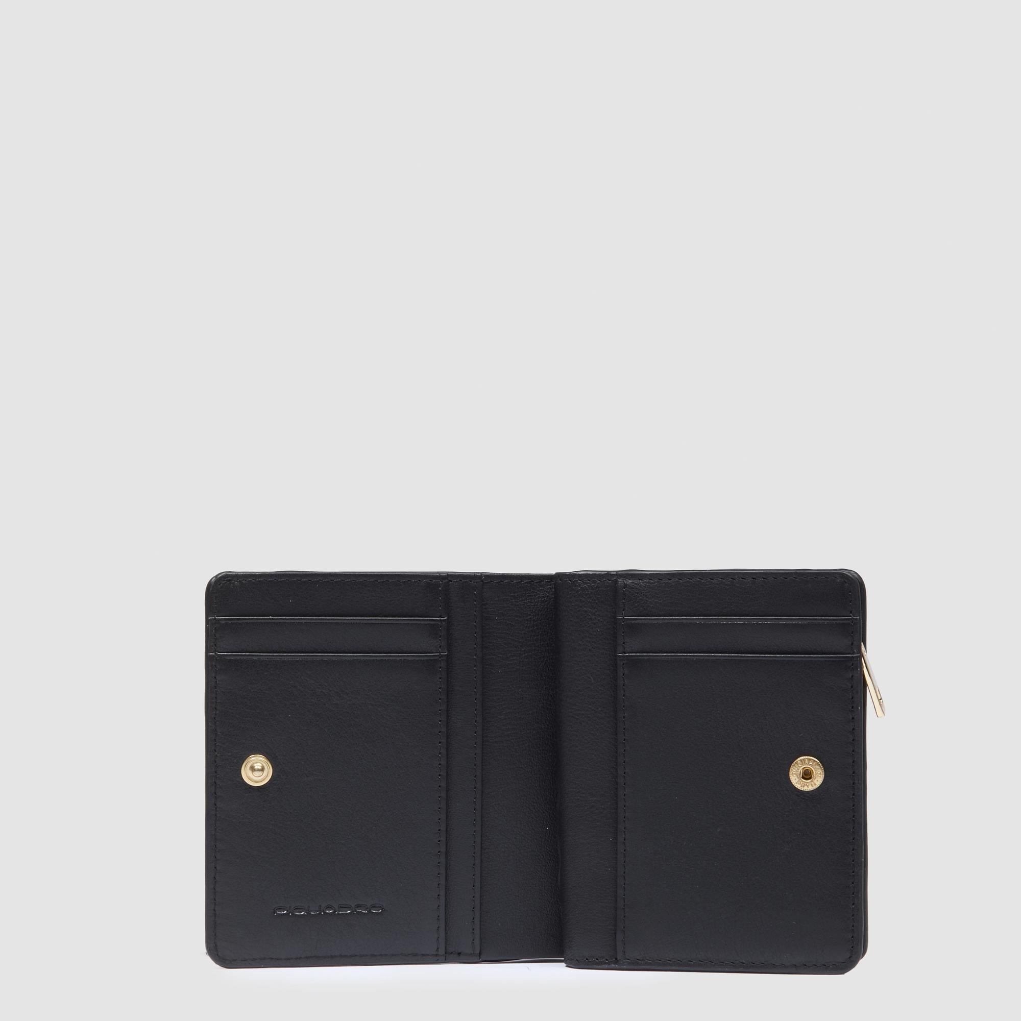 Petite taille, portefeuille pour femmes à deux volets PIQUADRO Black