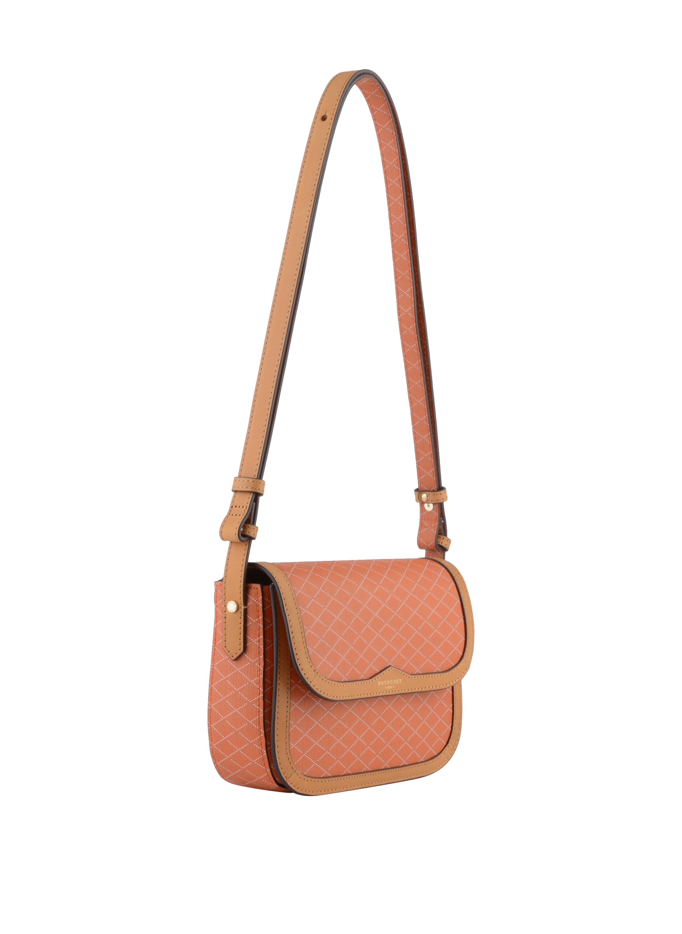 Coated canvas shoulder bag POURCHET Orange