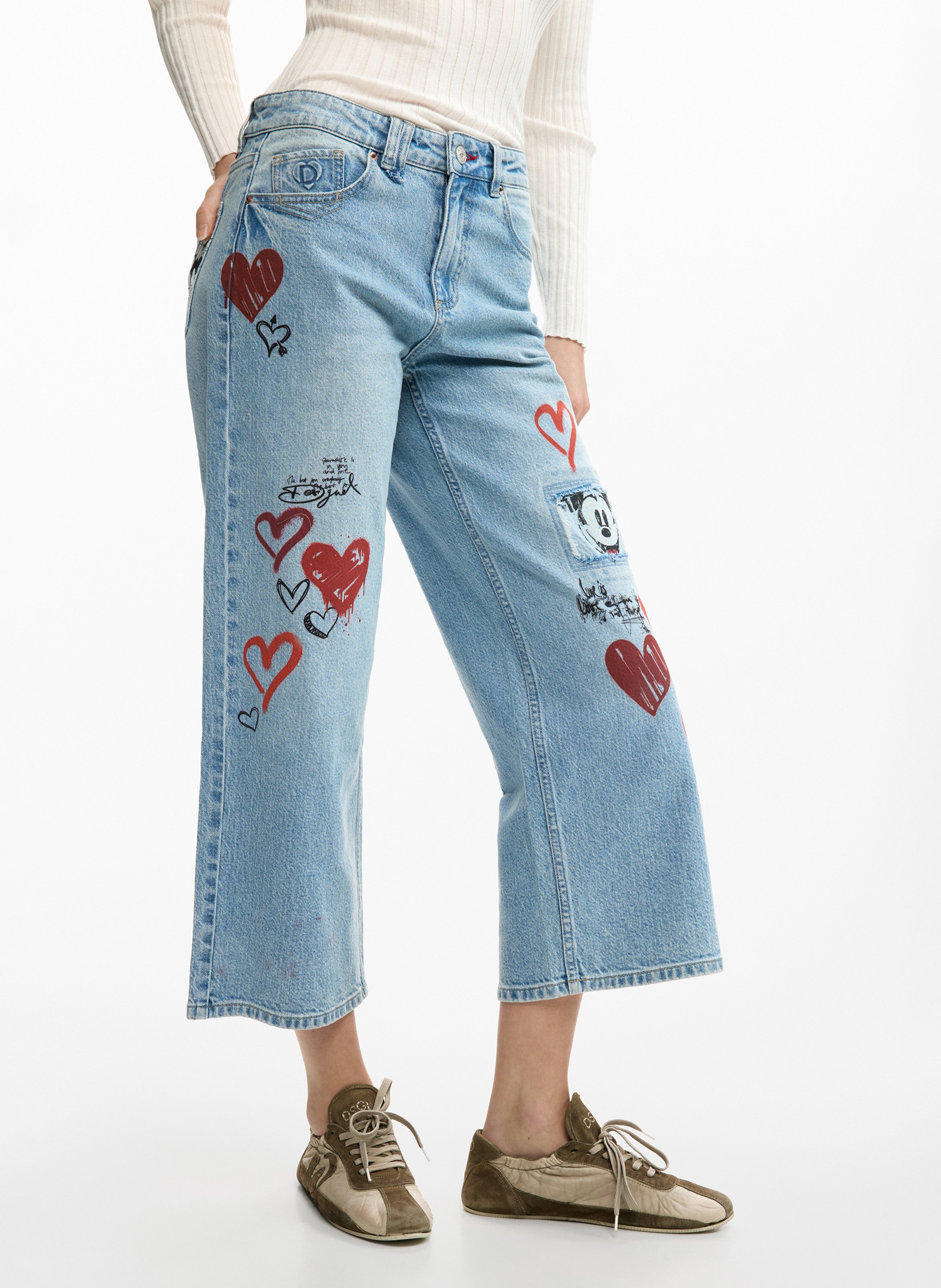 Wijde broek met patroon DESIGUAL Blauw