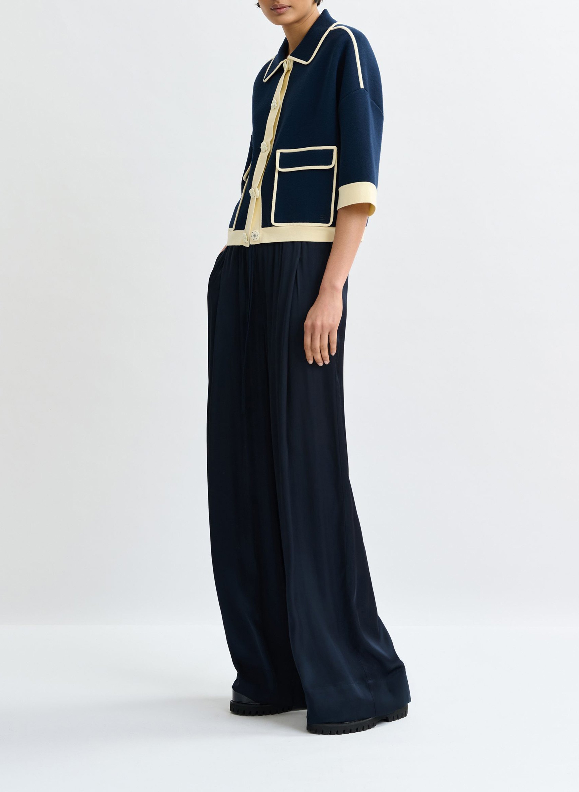 Cardigan with classic collar ESSENTIEL ANTWERP Blue