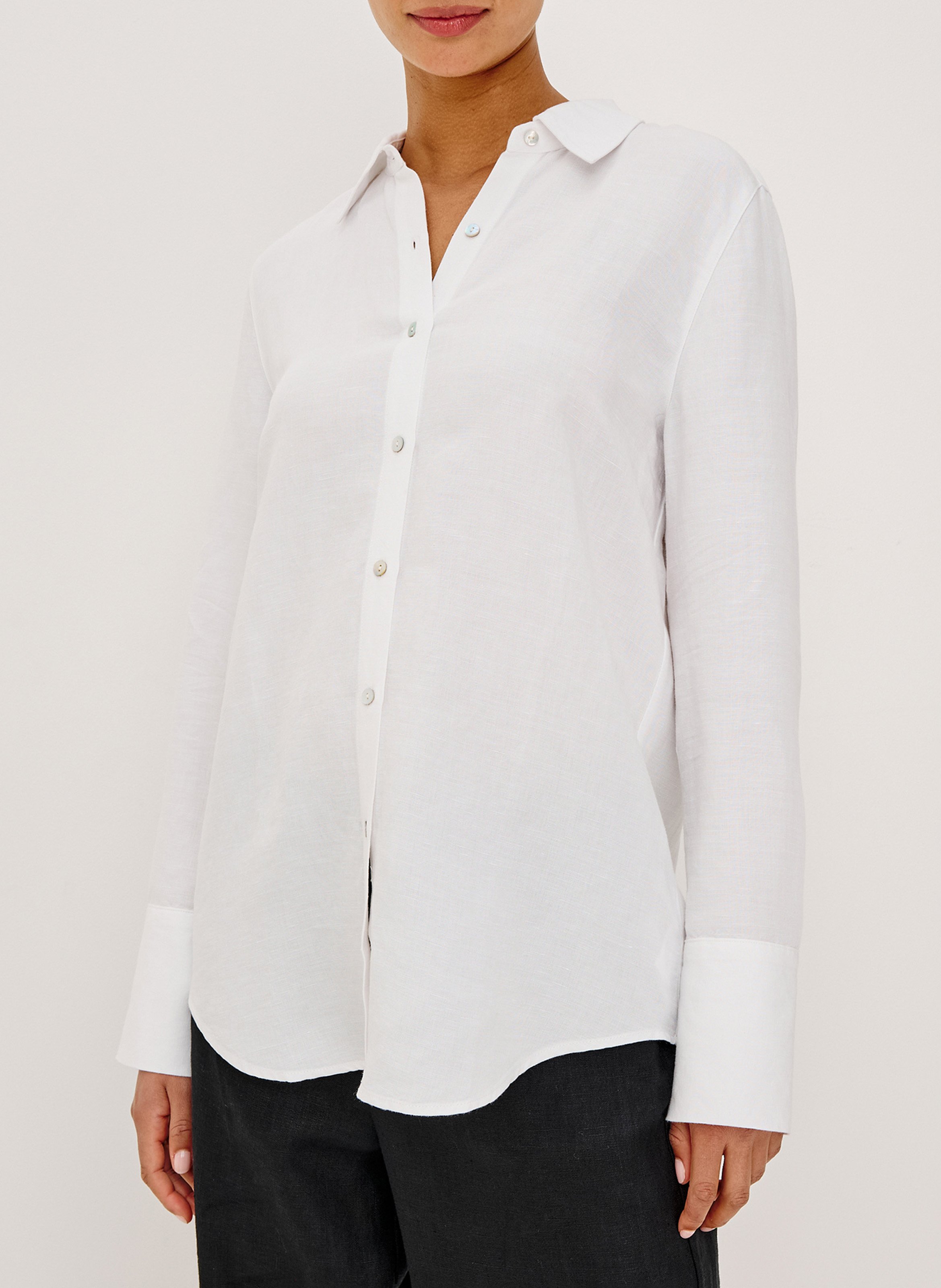 Chemise droite en lin mélangé RAILS Blanc