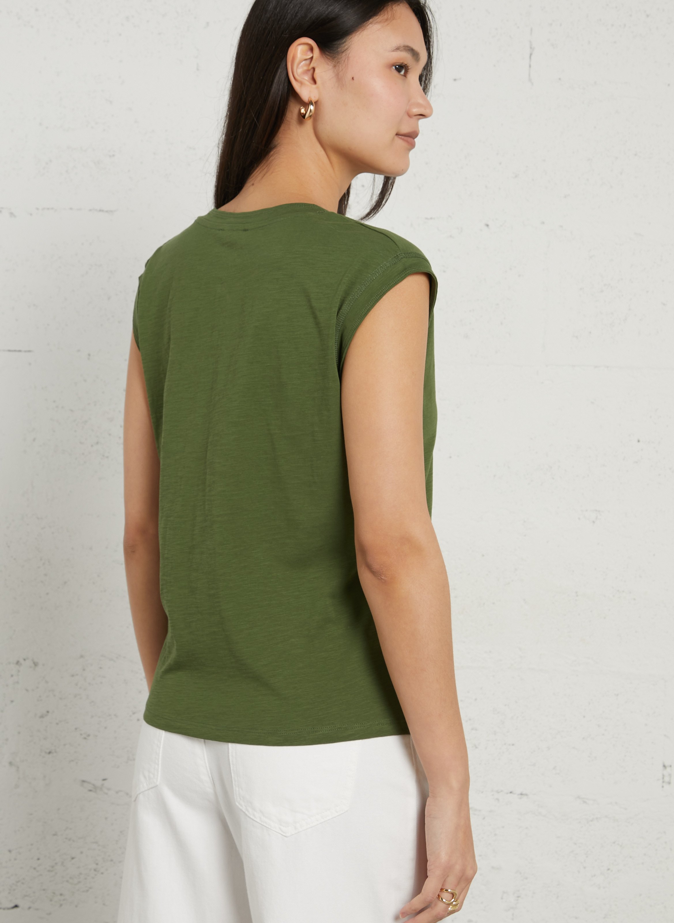 Camiliday round-neck sleeveless cotton top MAISON 123 Green