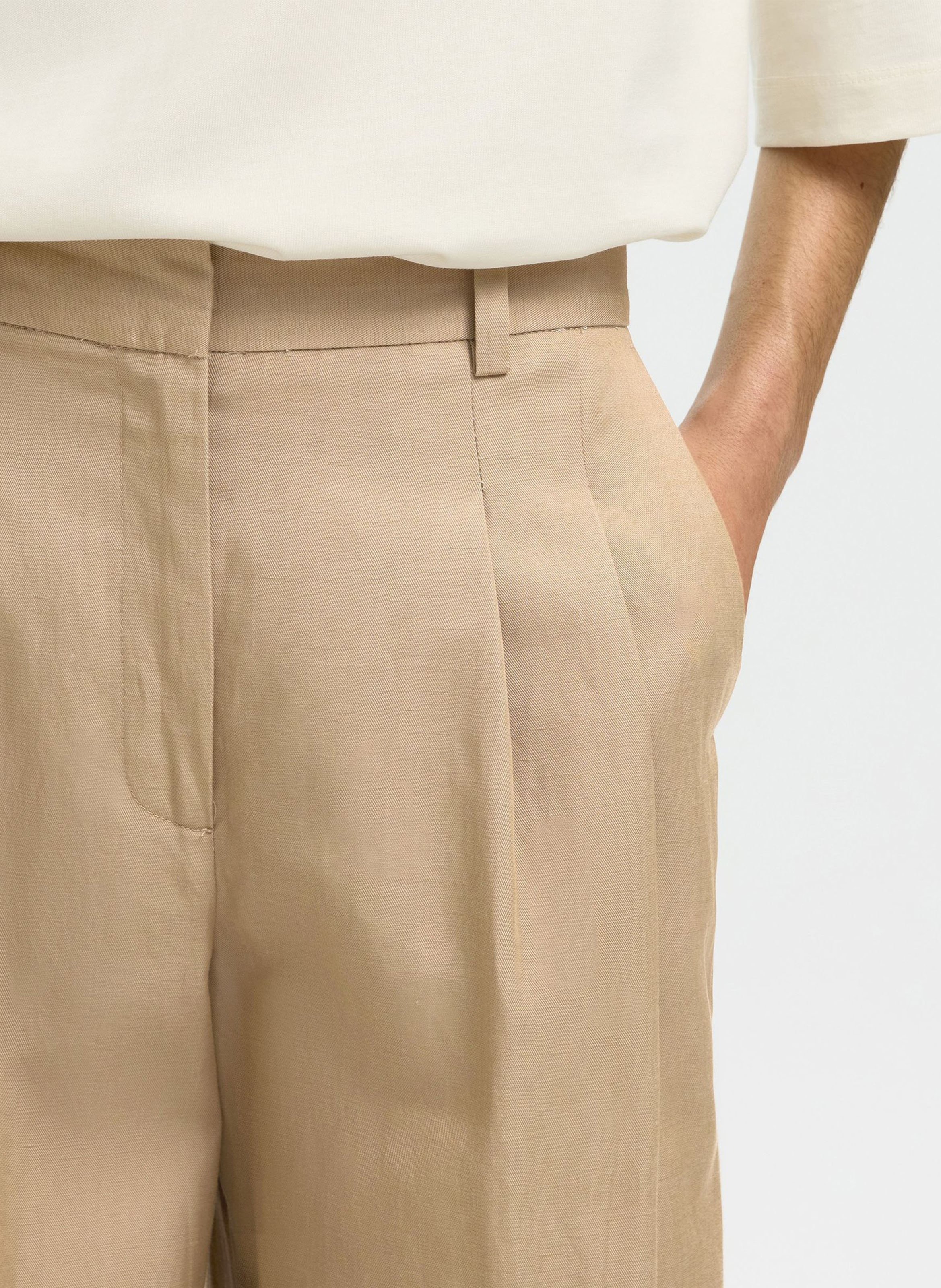 Wijde broek met halfhoge taille SELECTED Grijs