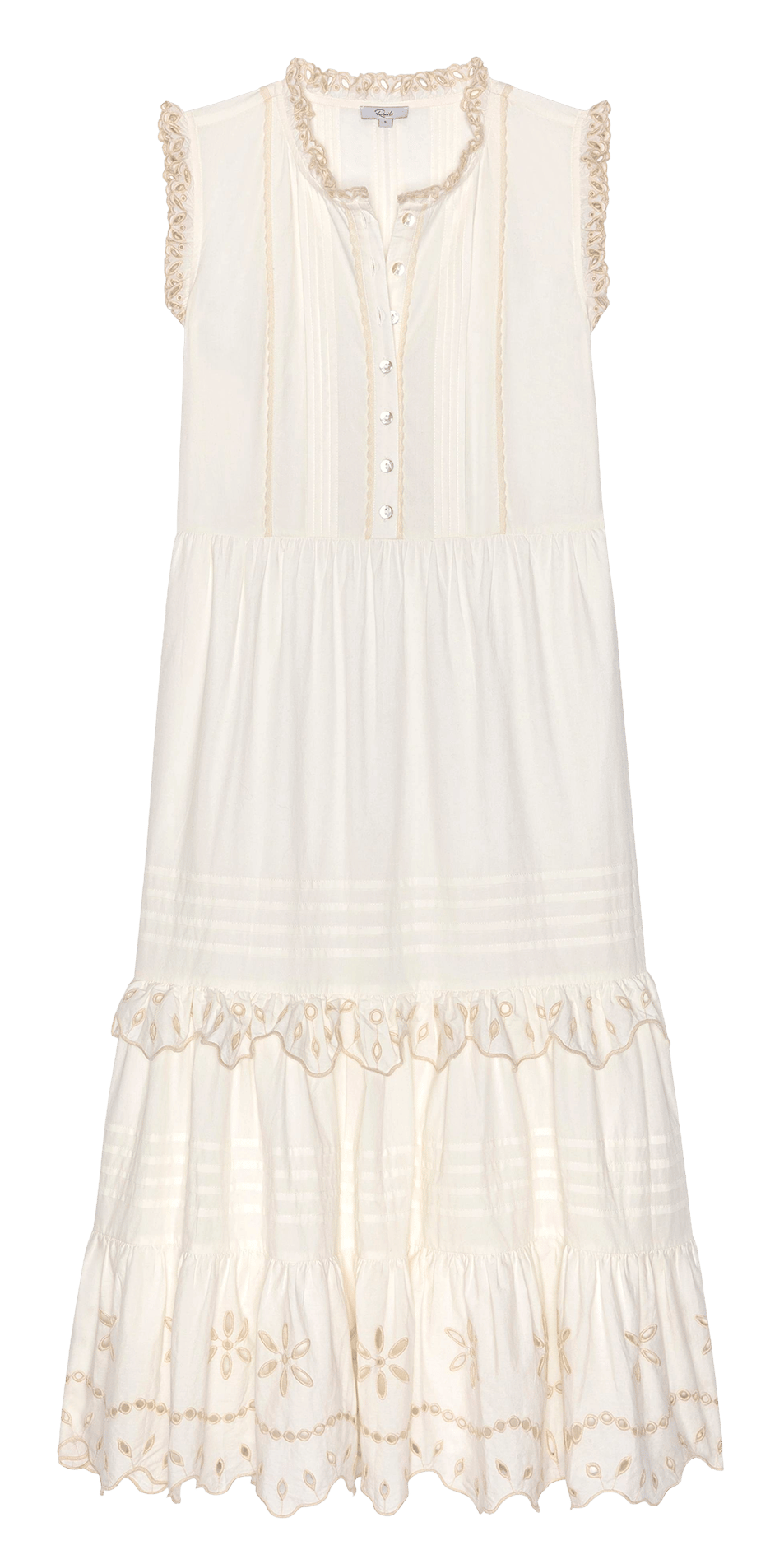 Halflange jurk met ronde hals van katoen RAILS Wit