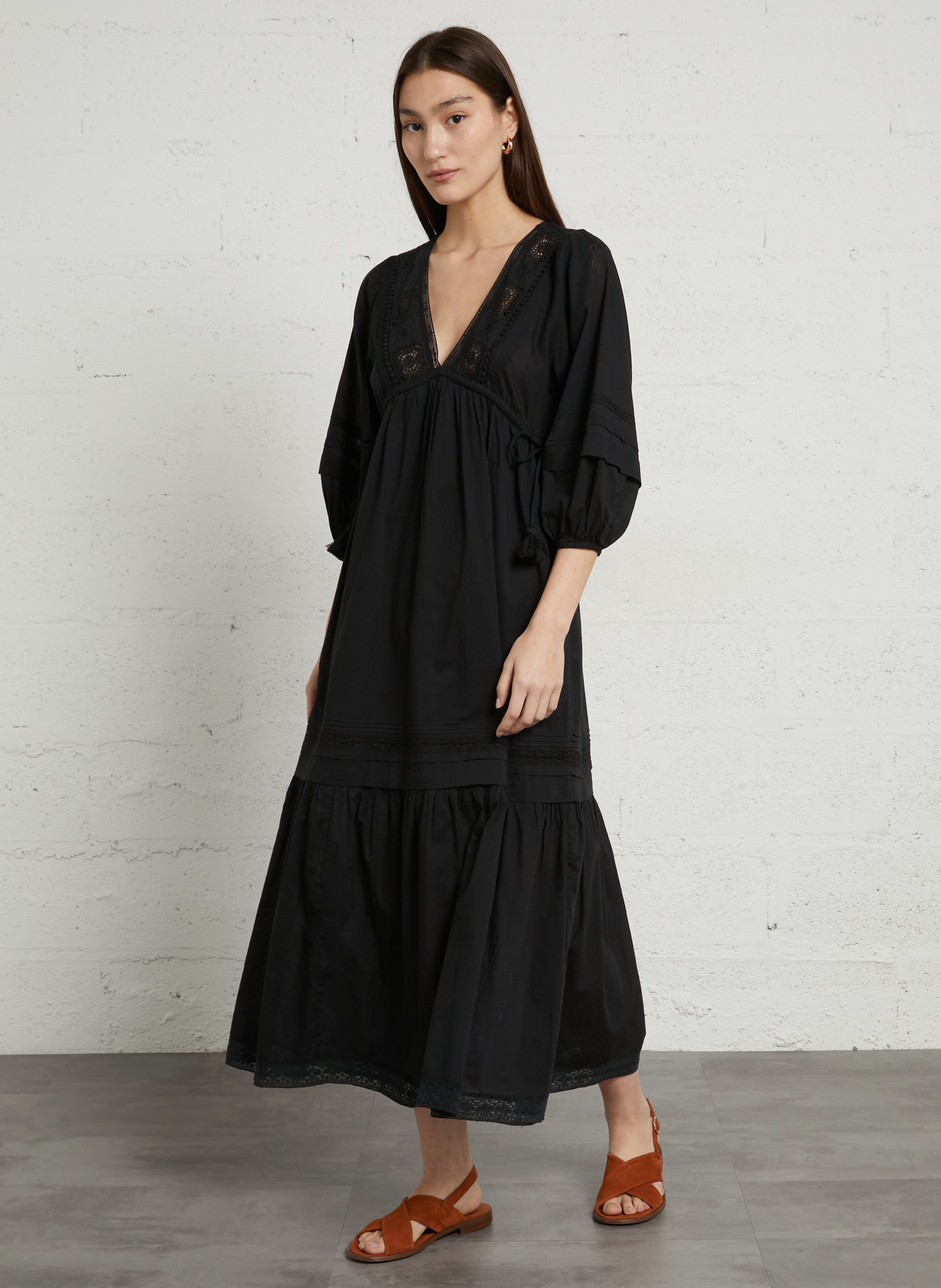 Robe longue ample en coton bio LOUISE MISHA Noir