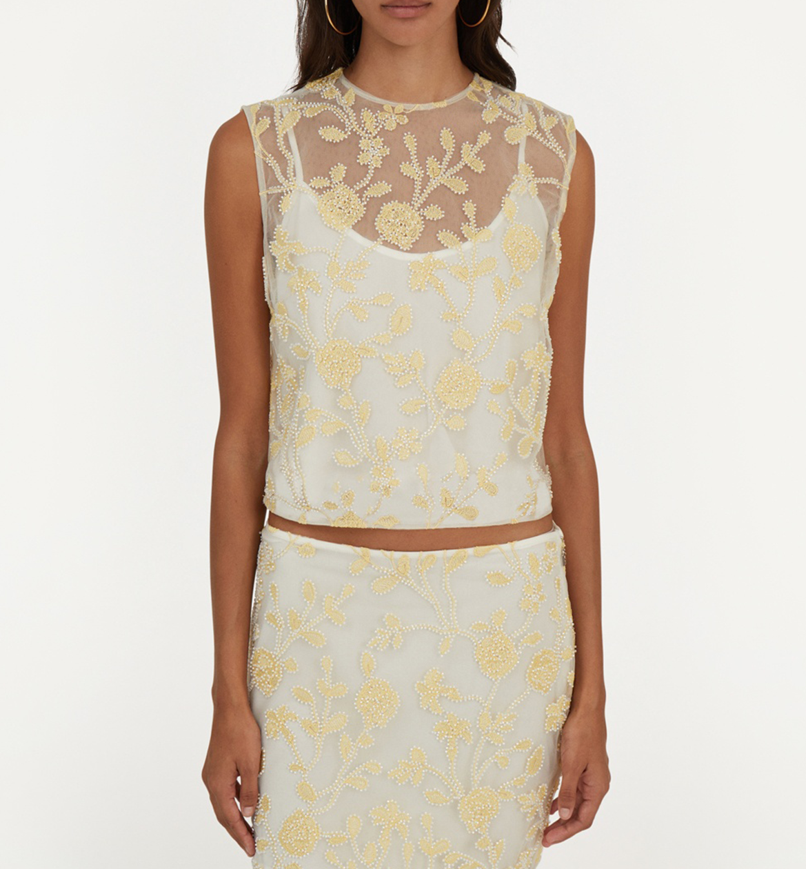 Besticktes Crop-Top ROTATE Weiss