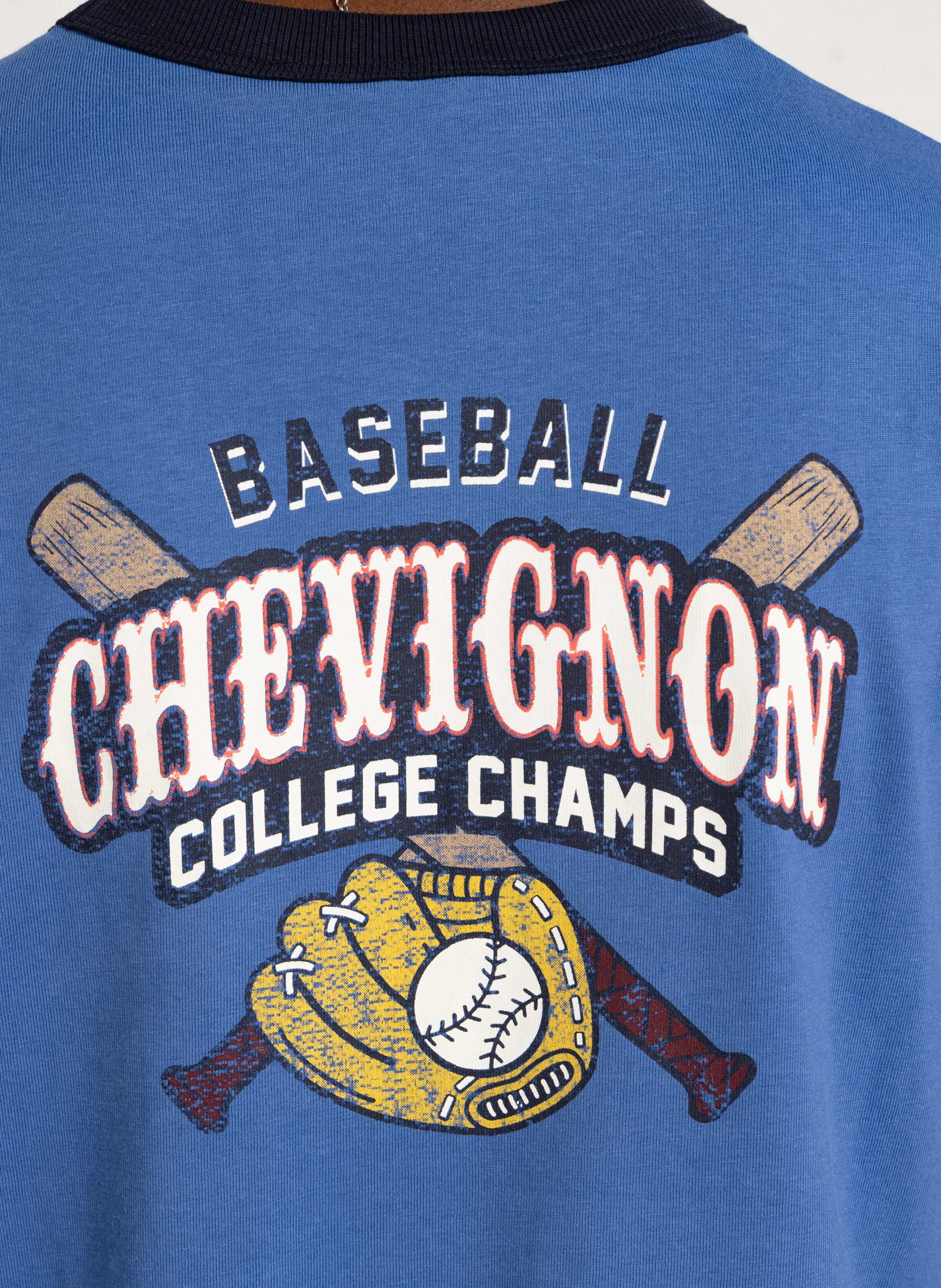 Straight screen-printed round-neck T-shirt CHEVIGNON Blue