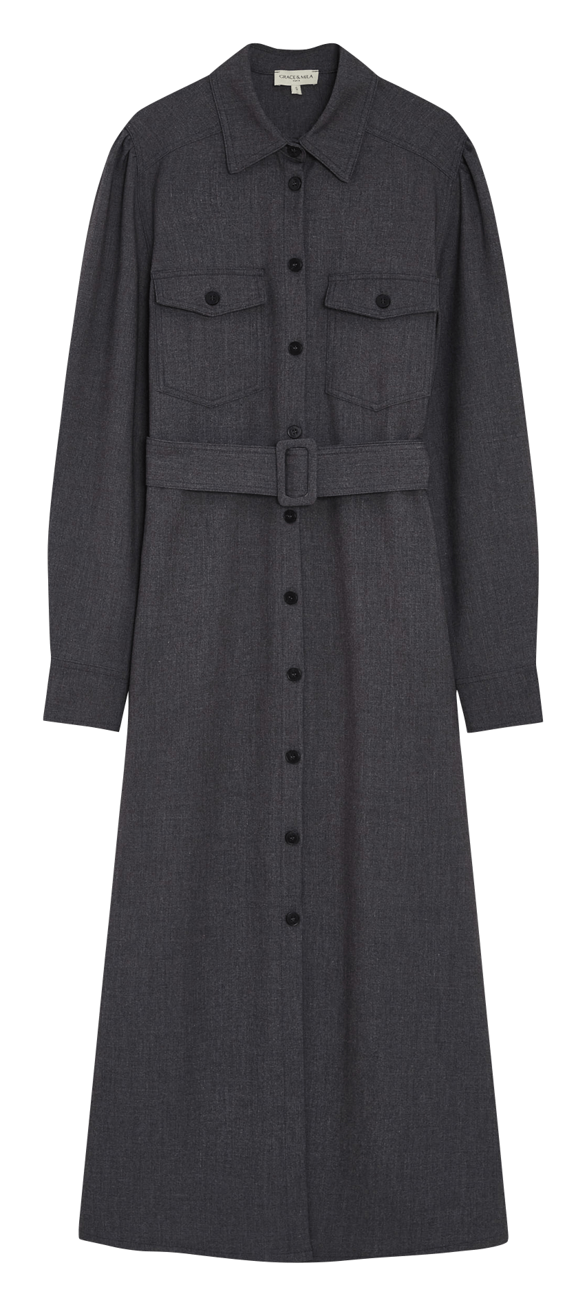 Robe longue col classique GRACE ET MILA Noir