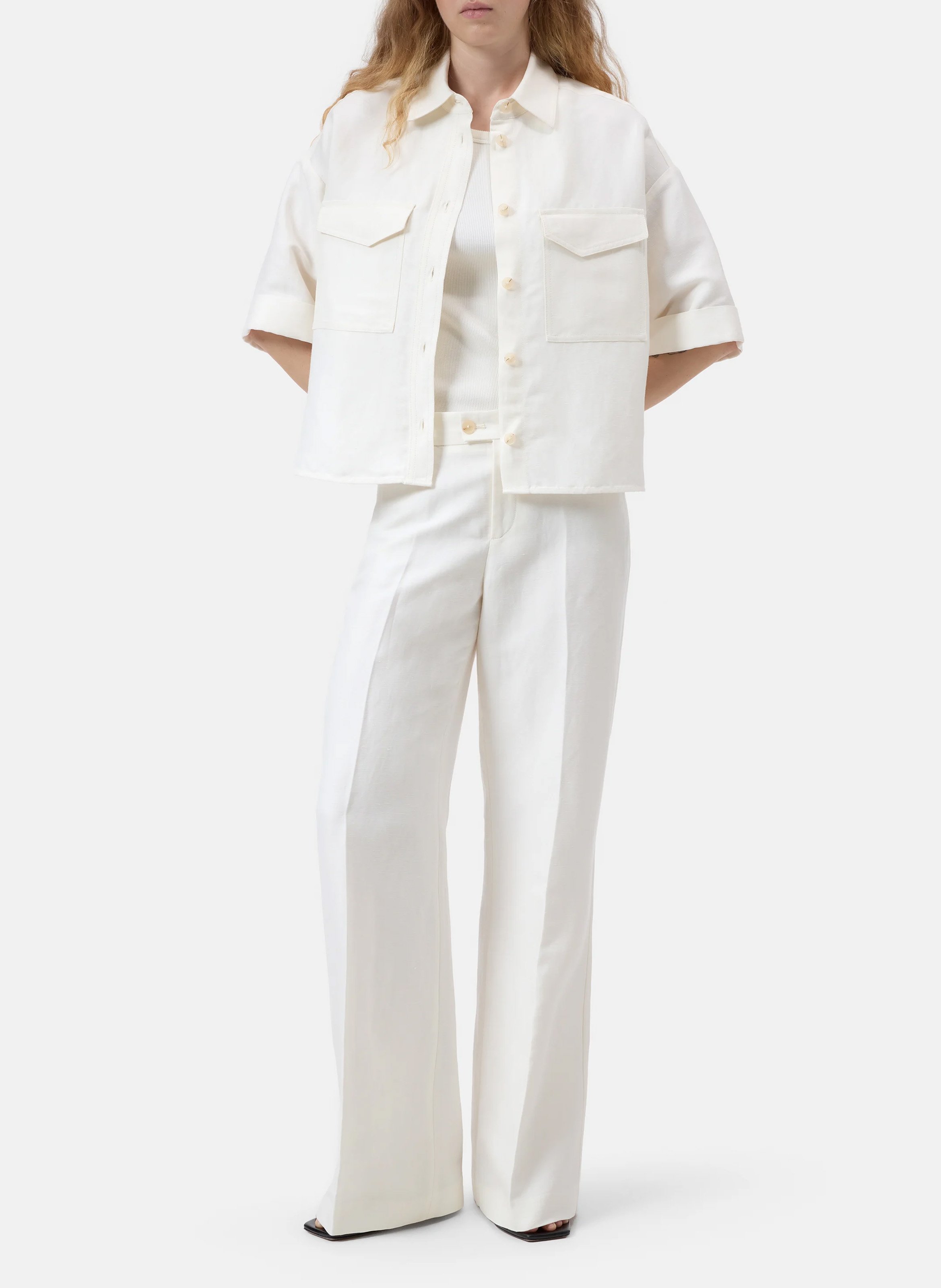 Chemise col classique en lin mélangé CLOSED Beige