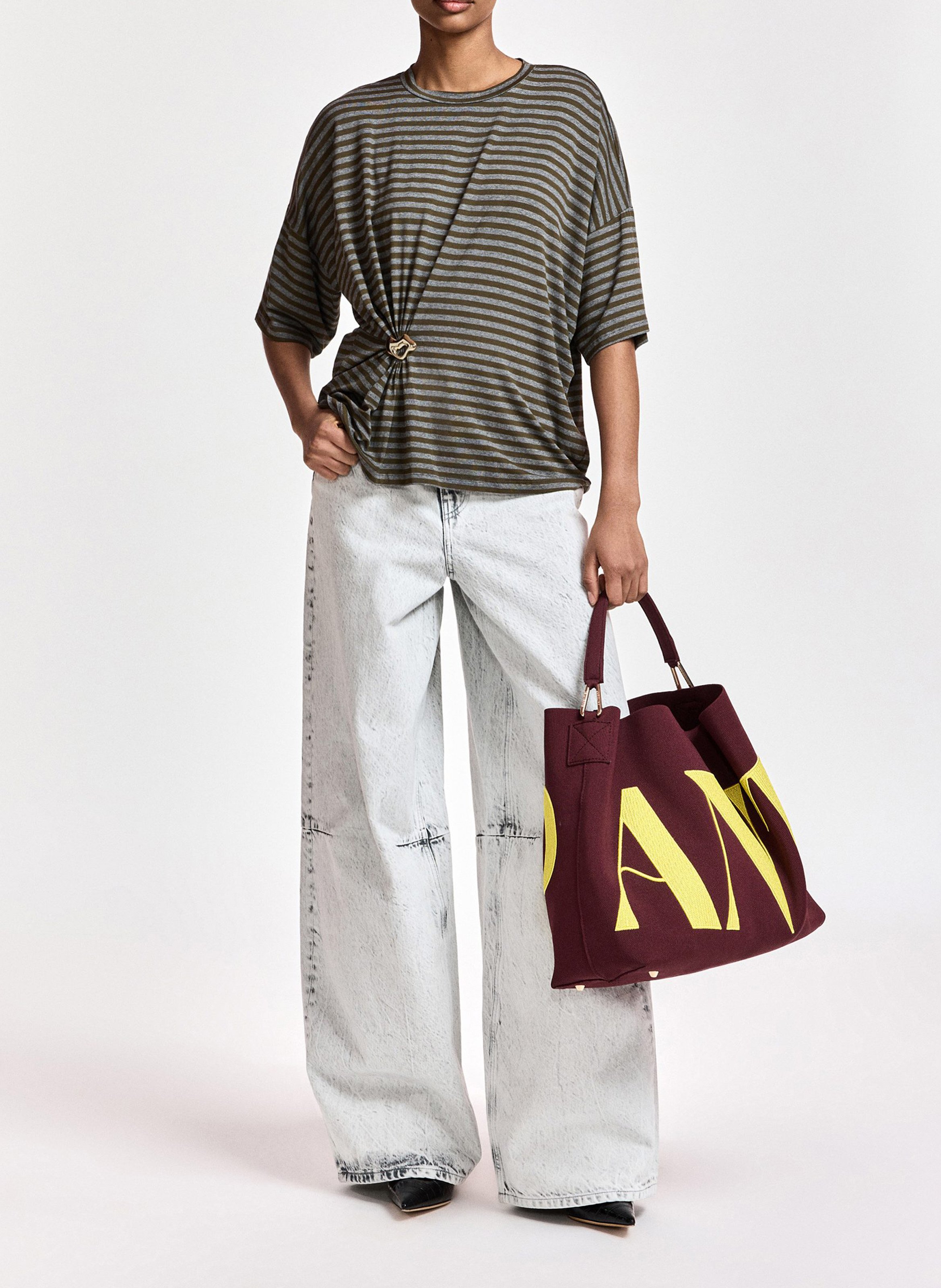 Tee-shirt oversize col rond rayé ESSENTIEL ANTWERP Vert