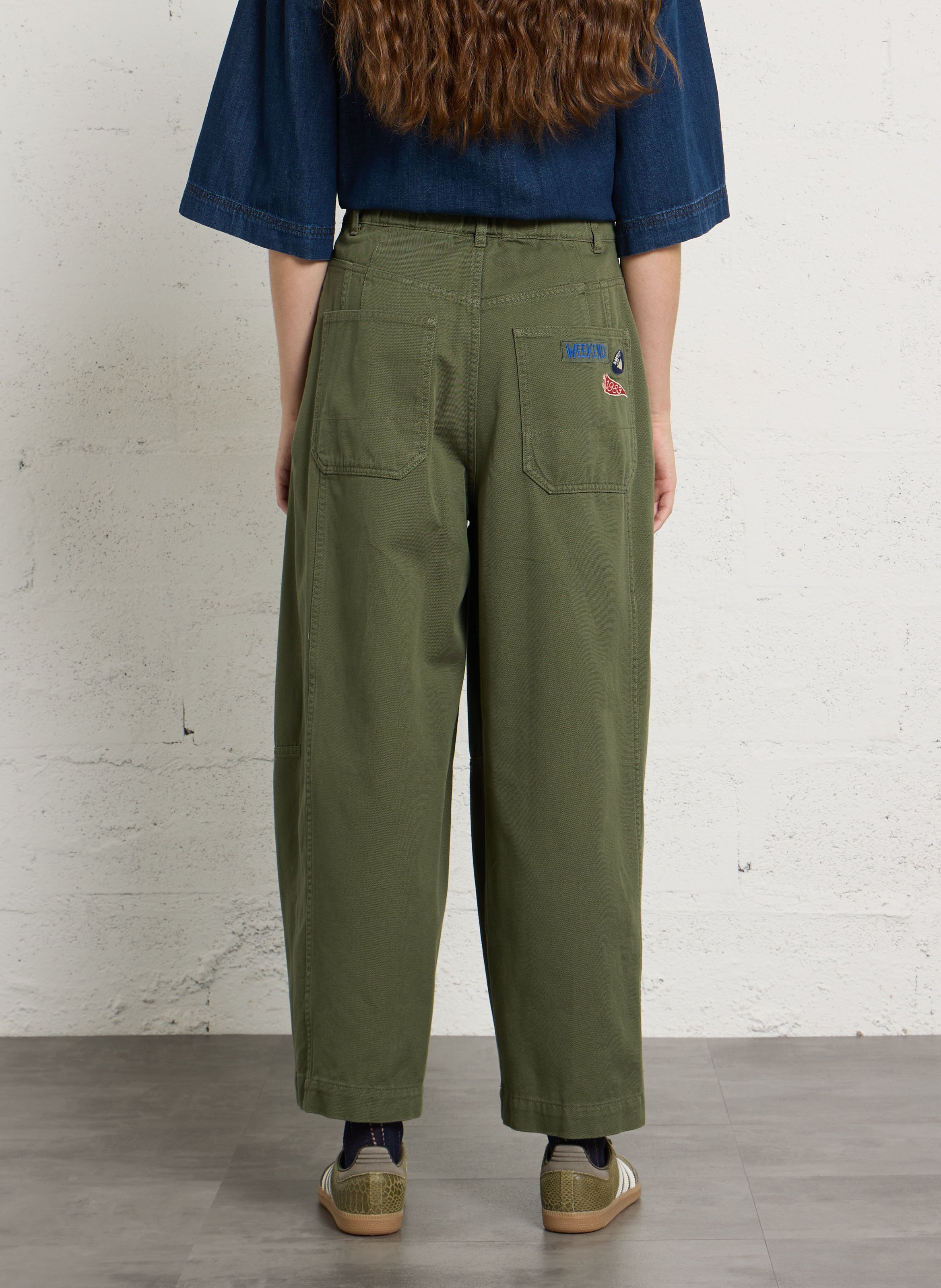 Broek in effen katoen met rechte pijpen MAX MARA WEEK END Kaki