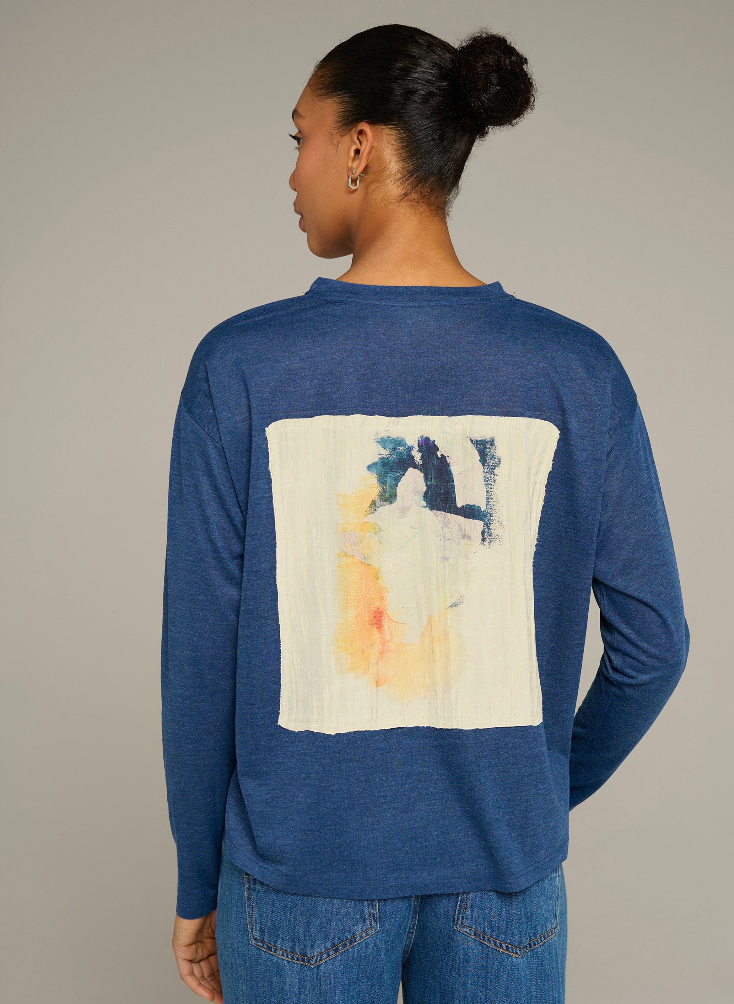 T-shirt manches longues sérigraphié  COTELAC ACOTE Bleu