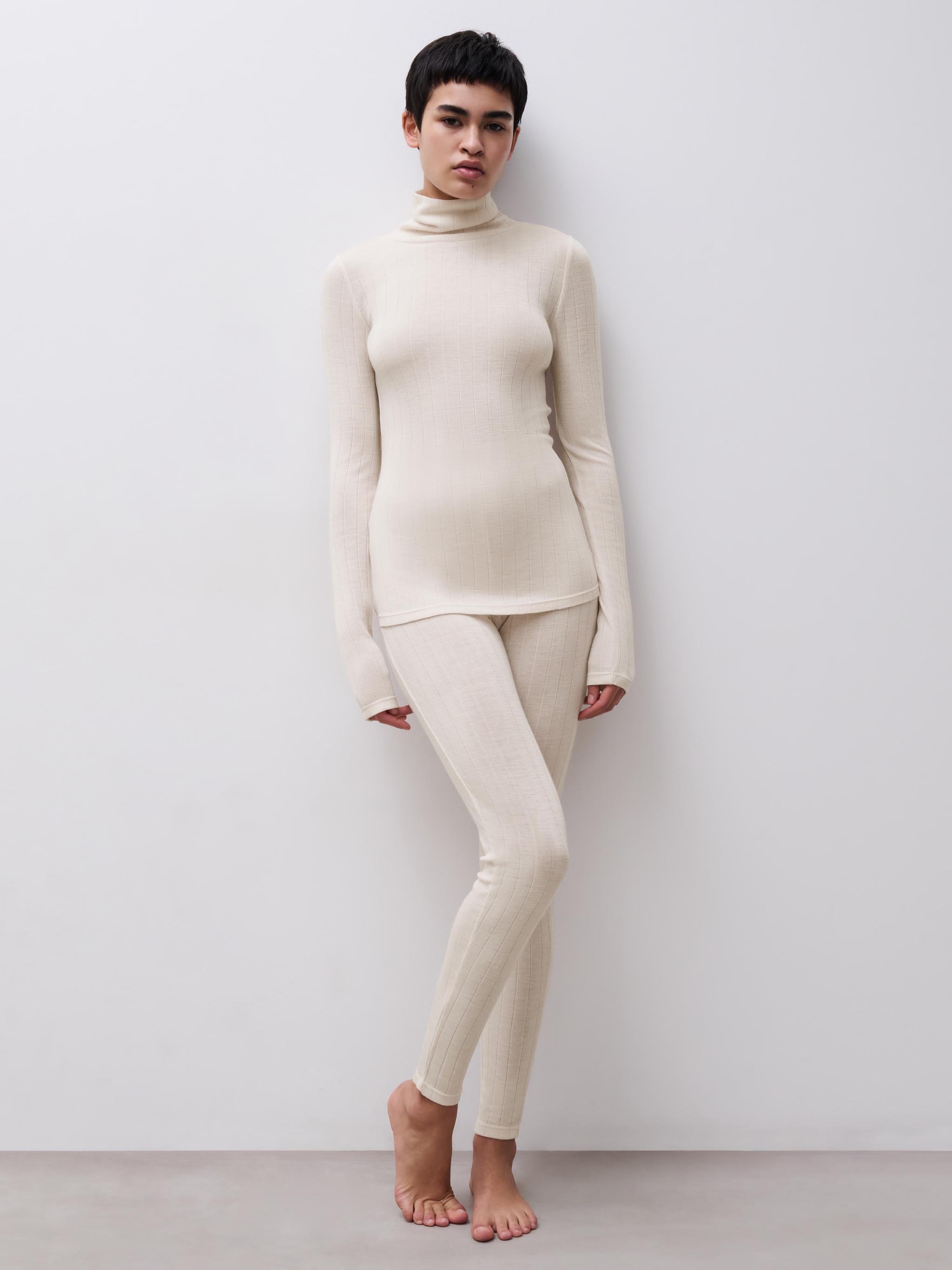 Long-sleeve turtleneck T-shirt CHANTELLE Beige