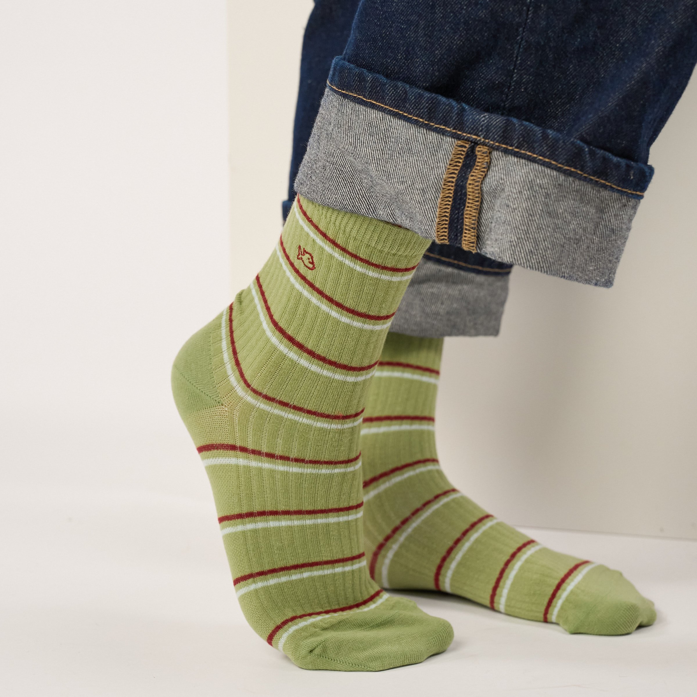 Combed cotton striped socks BILLYBELT Green