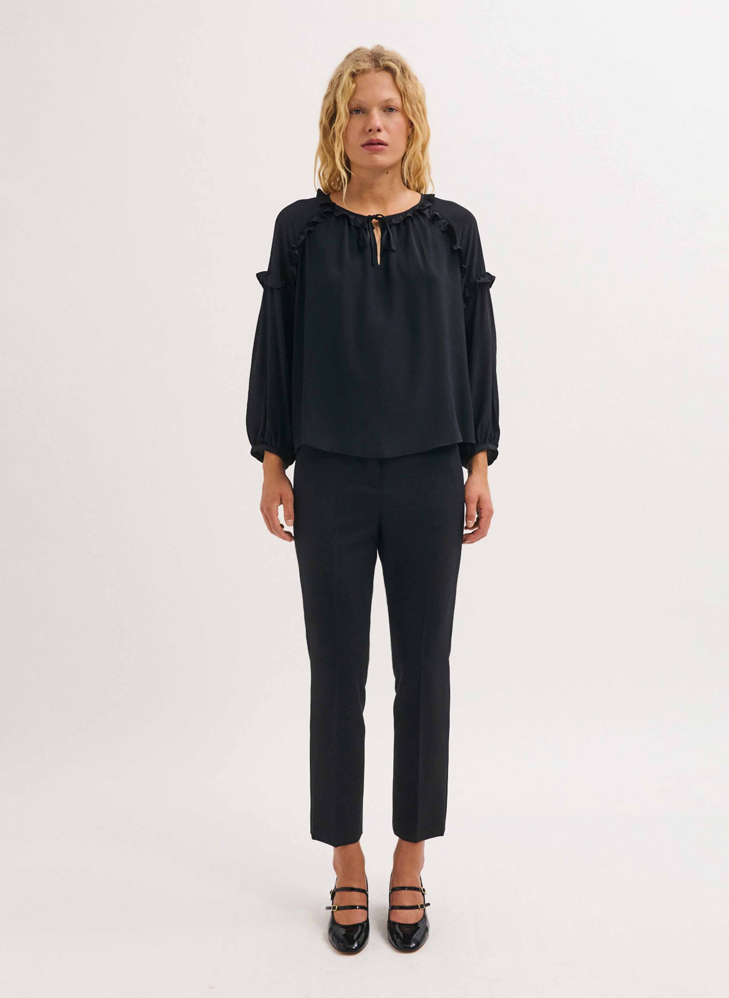 Blouse ample col rond PABLO Noir
