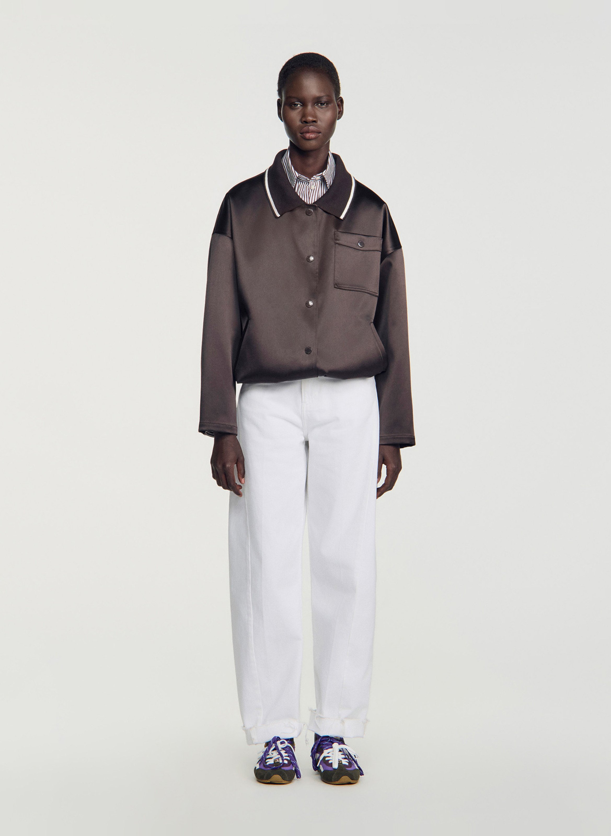 Blouson col classique SANDRO Marron