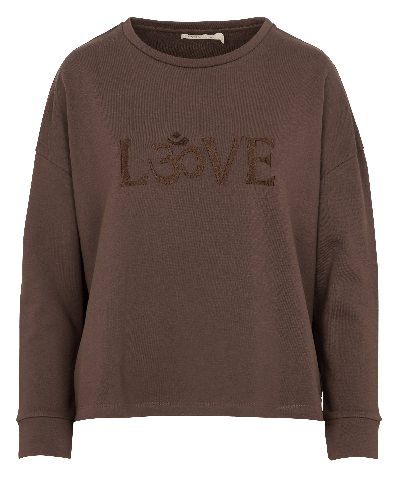 Straight organic cotton round-neck sweatshirt YOGA SEARCHER Brown