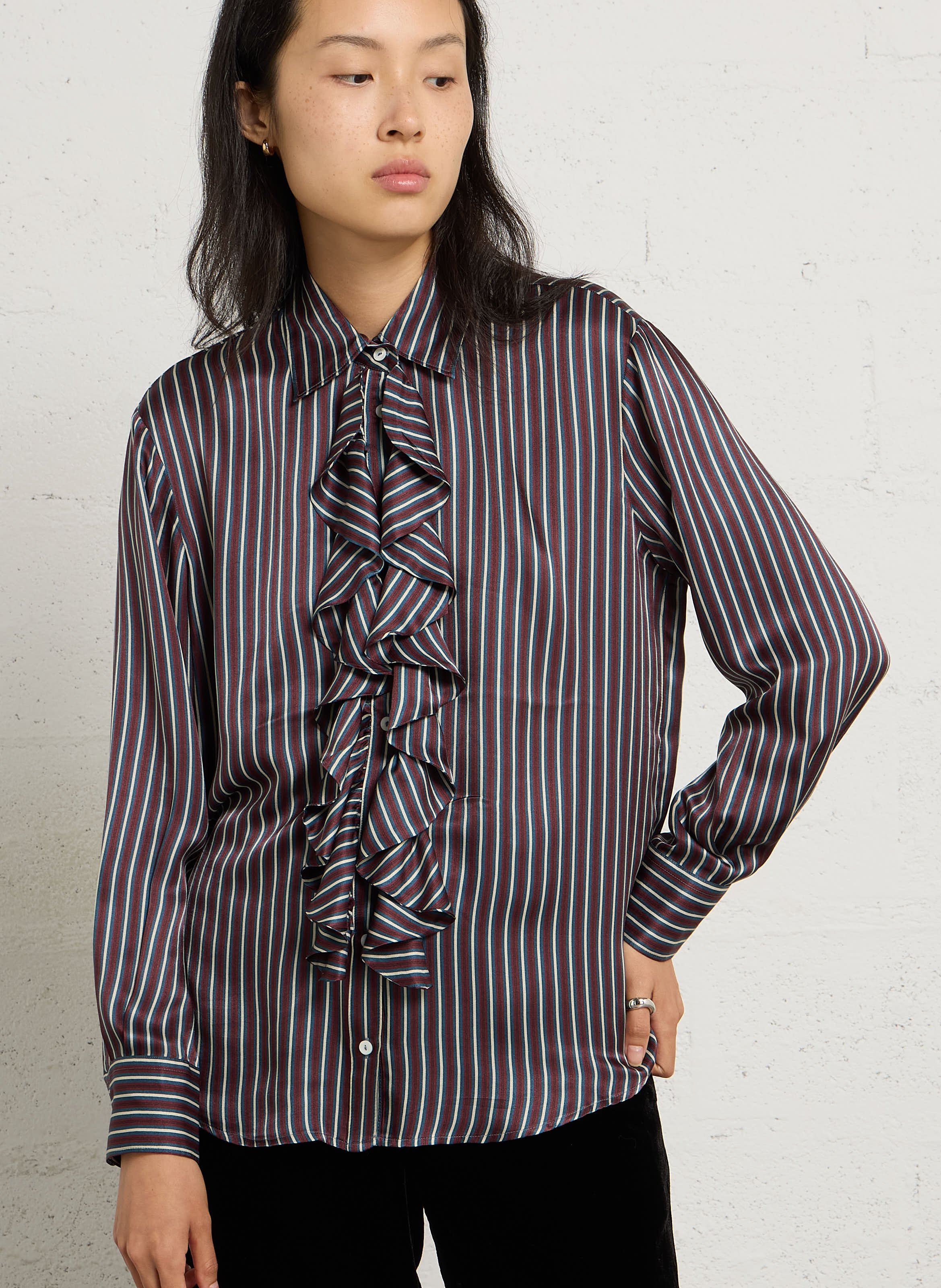 Chemise rayée à volants effet satiné  DIEGA Multicolore