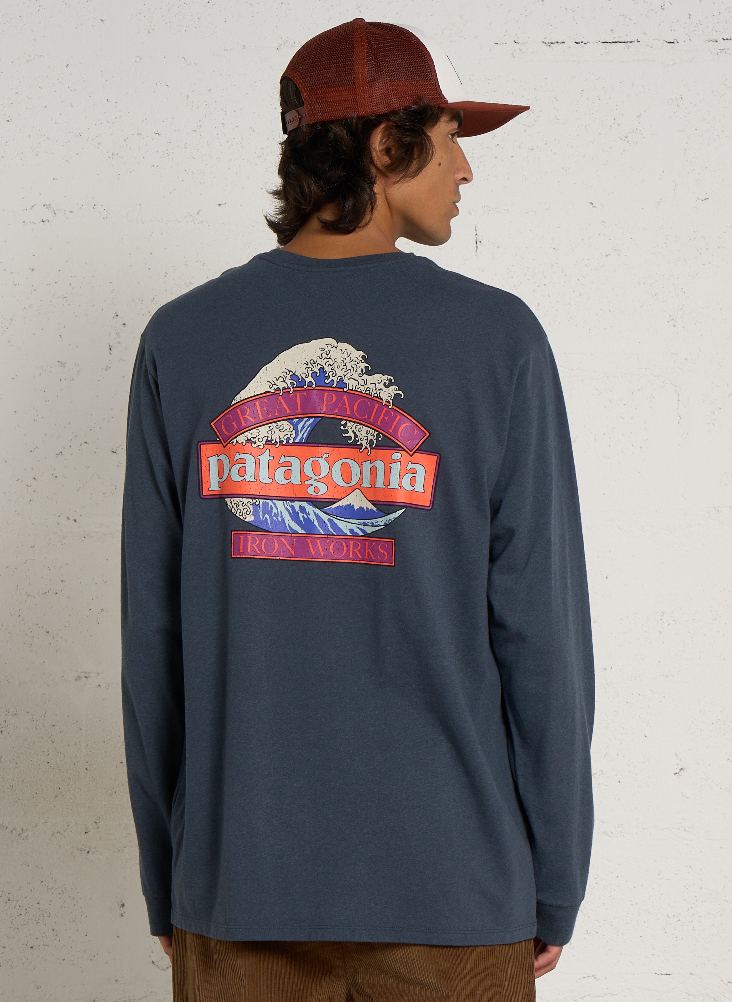 Gerade geschnittenes Rundhals-T-Shirt aus recyceltem Baumwoll-Mix PATAGONIA Blau