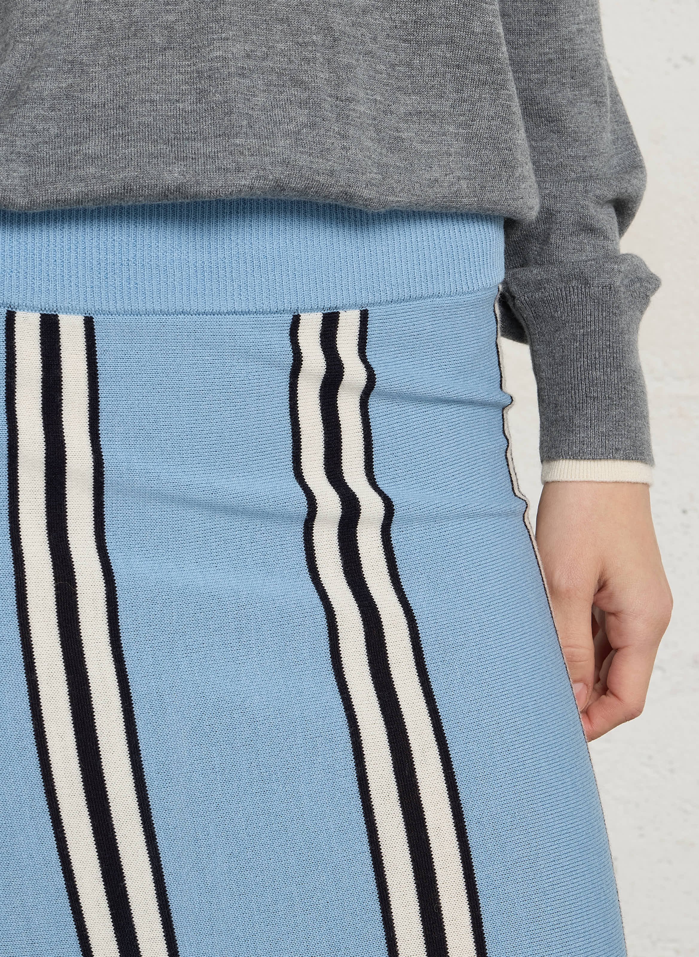 Jupe droite longue en laine THE TINY BIG SISTER Bleu