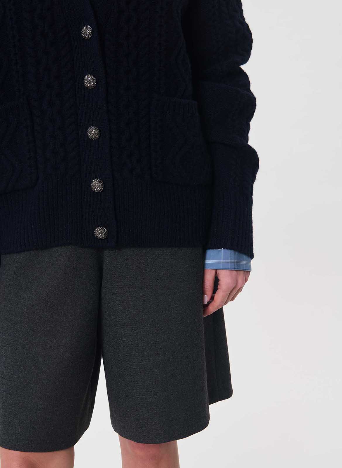 Ruimvallend vest met V-hals en knoopsluiting van wol TARA JARMON Blauw