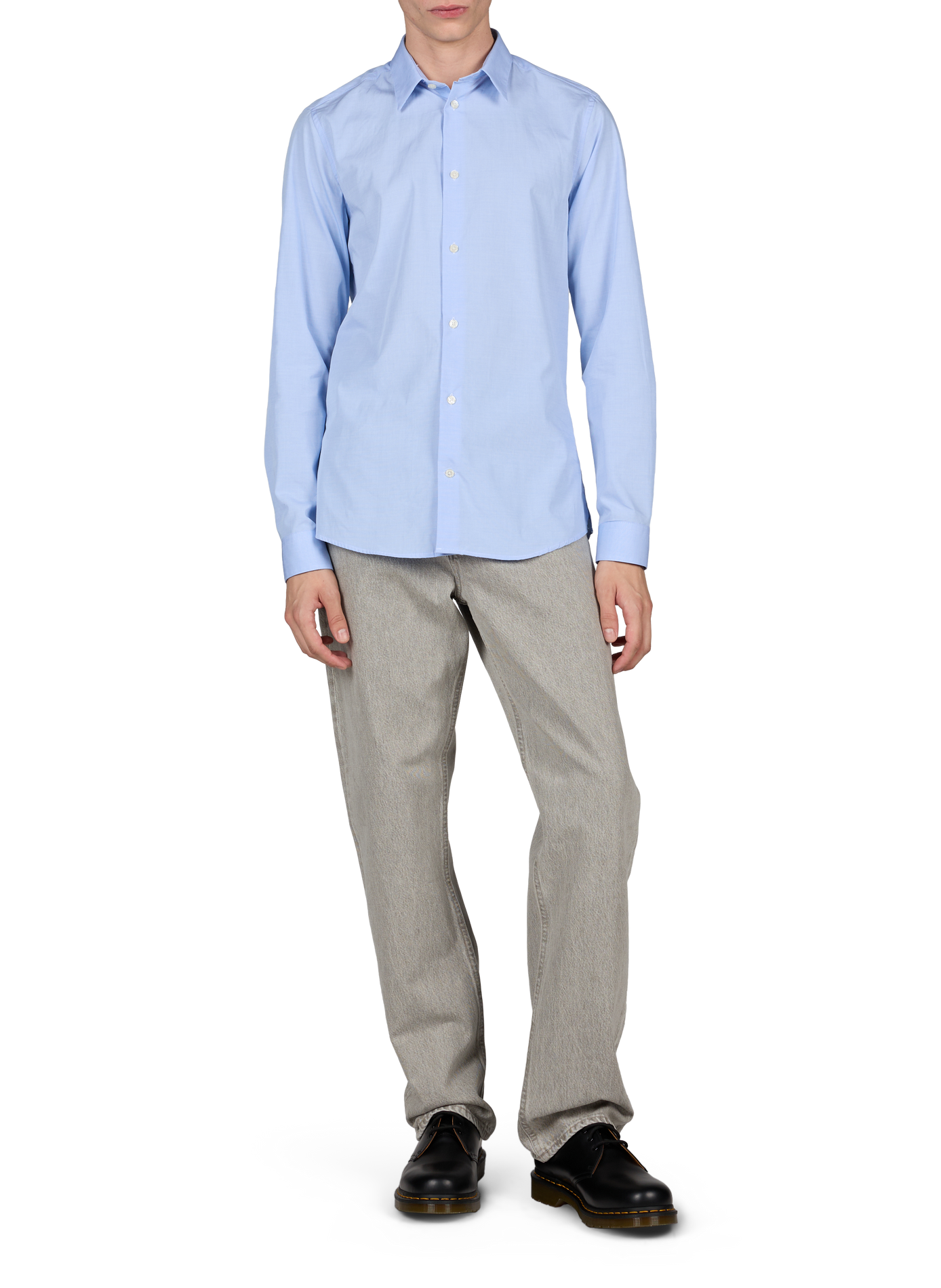 Straight classic-collar shirt in loti-s cotton AU PRINTEMPS PARIS Blue