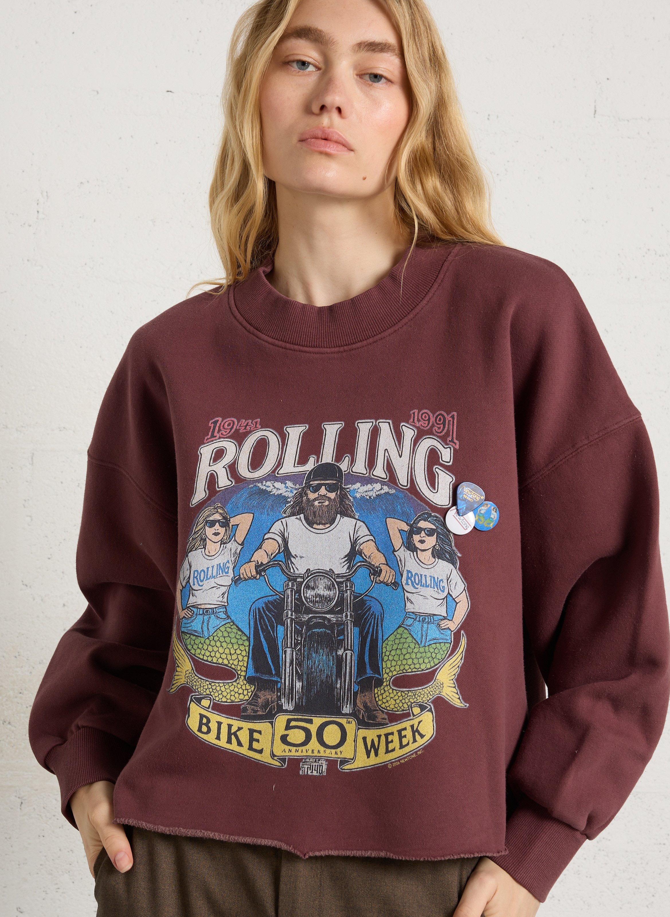 Sweat col rond en coton NEWTONE Violet