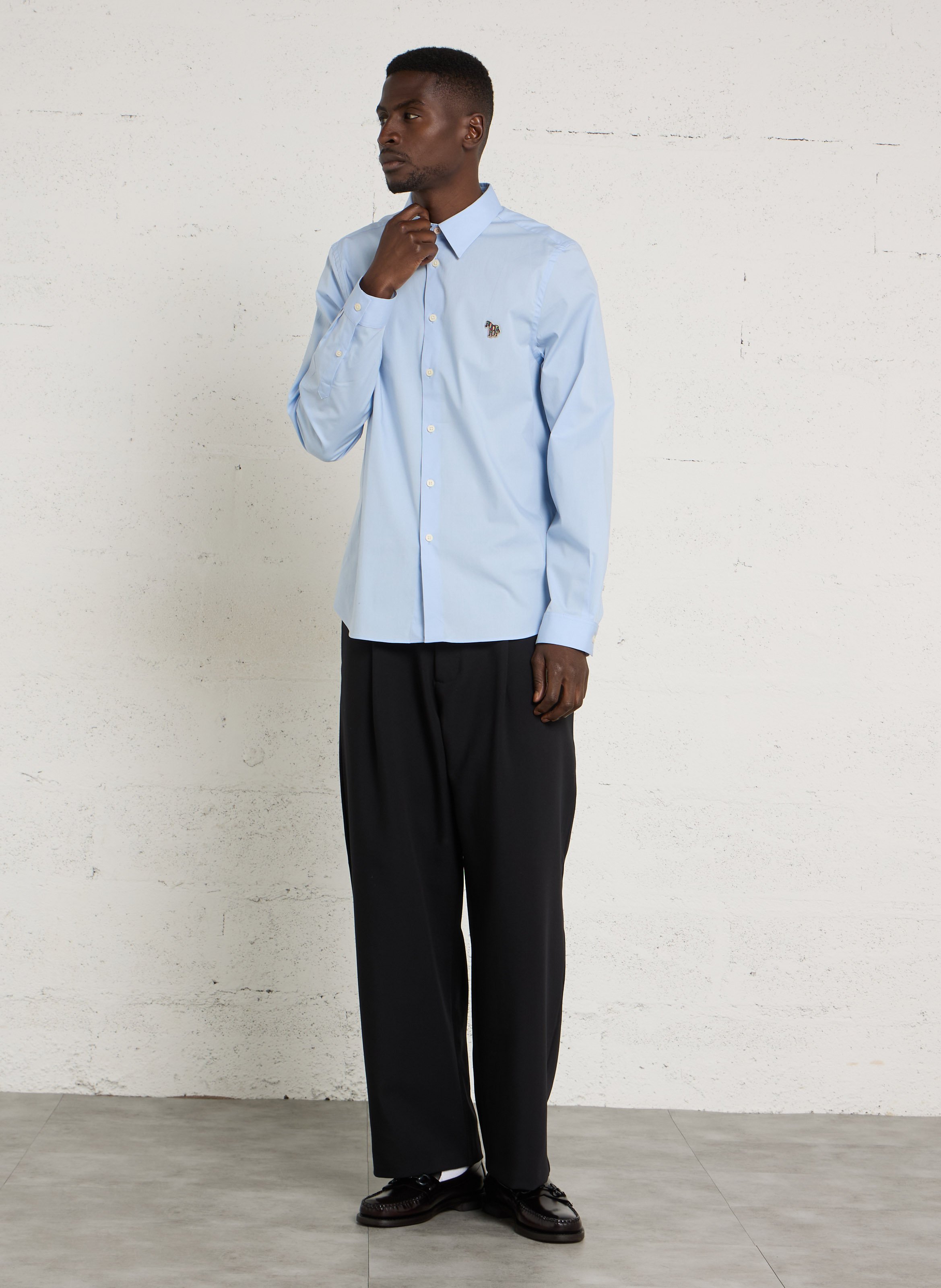 Chemise ajustée col classique en coton mélangé PAUL SMITH Bleu
