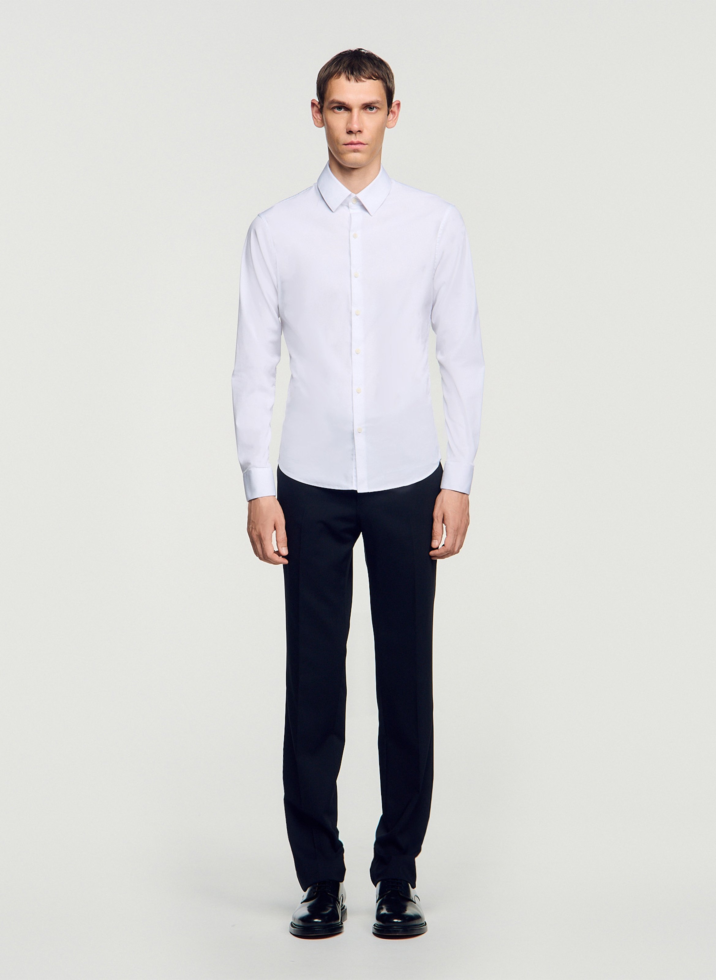 Chemise droite en coton mélangé SANDRO Blanc