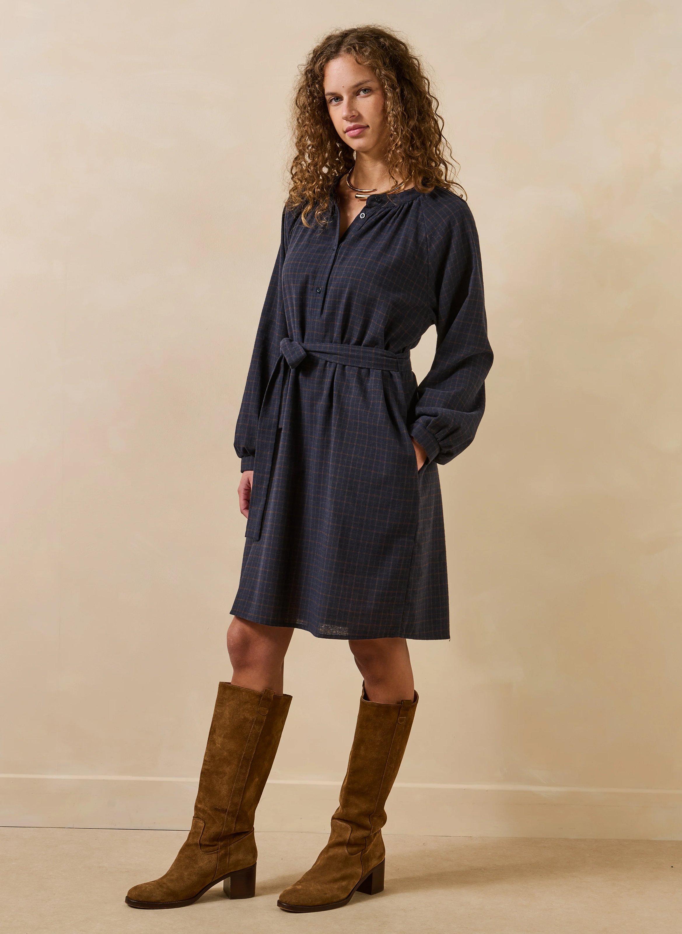 Loose-fit dress in recycled cotton blend LA FEE MARABOUTEE Blue