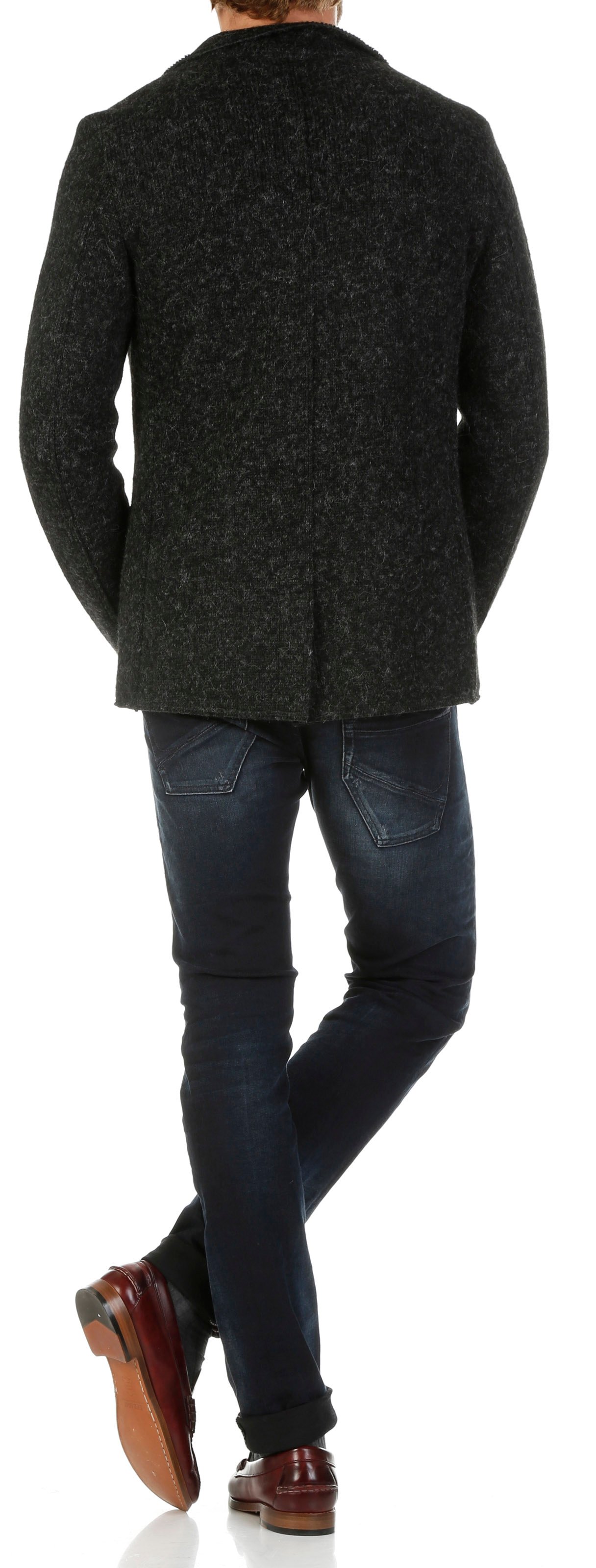 Regular-fit wool jacket with two buttons MAJESTIC FILATURES Black