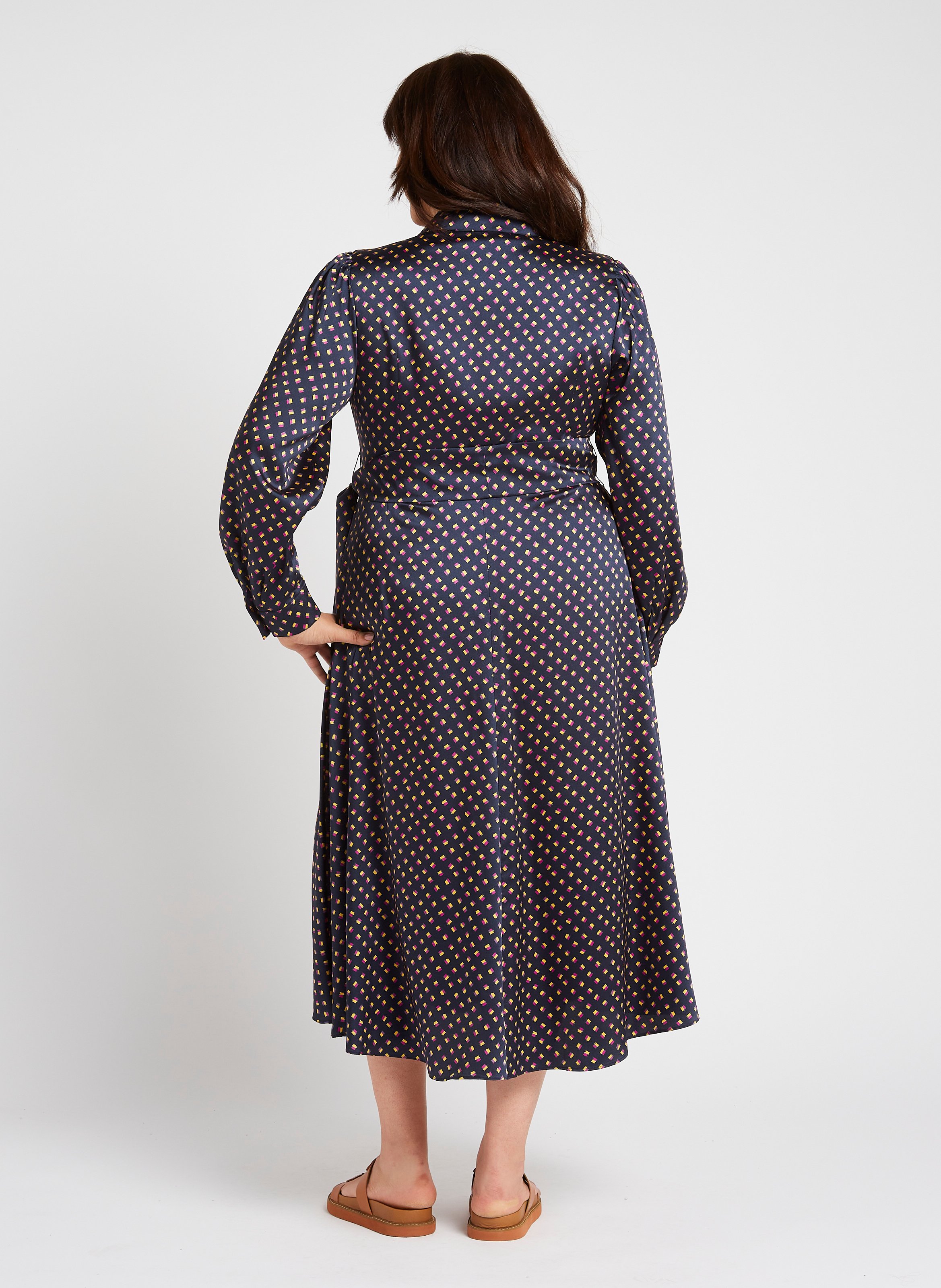 Langes Kleid mit klassischem Kragen PERSONA by Marina Rinaldi Blau