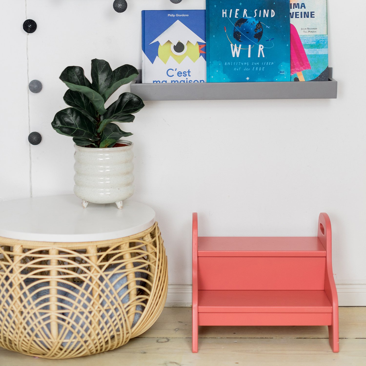 Kids' wooden step stool KINDSGUT Pink