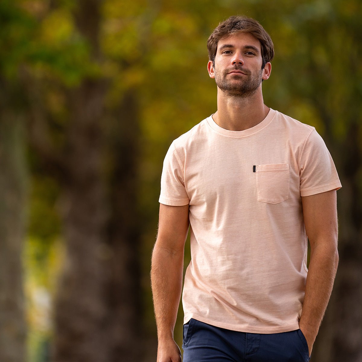 Organic cotton garment-dyed T-shirt BILLYBELT Pink