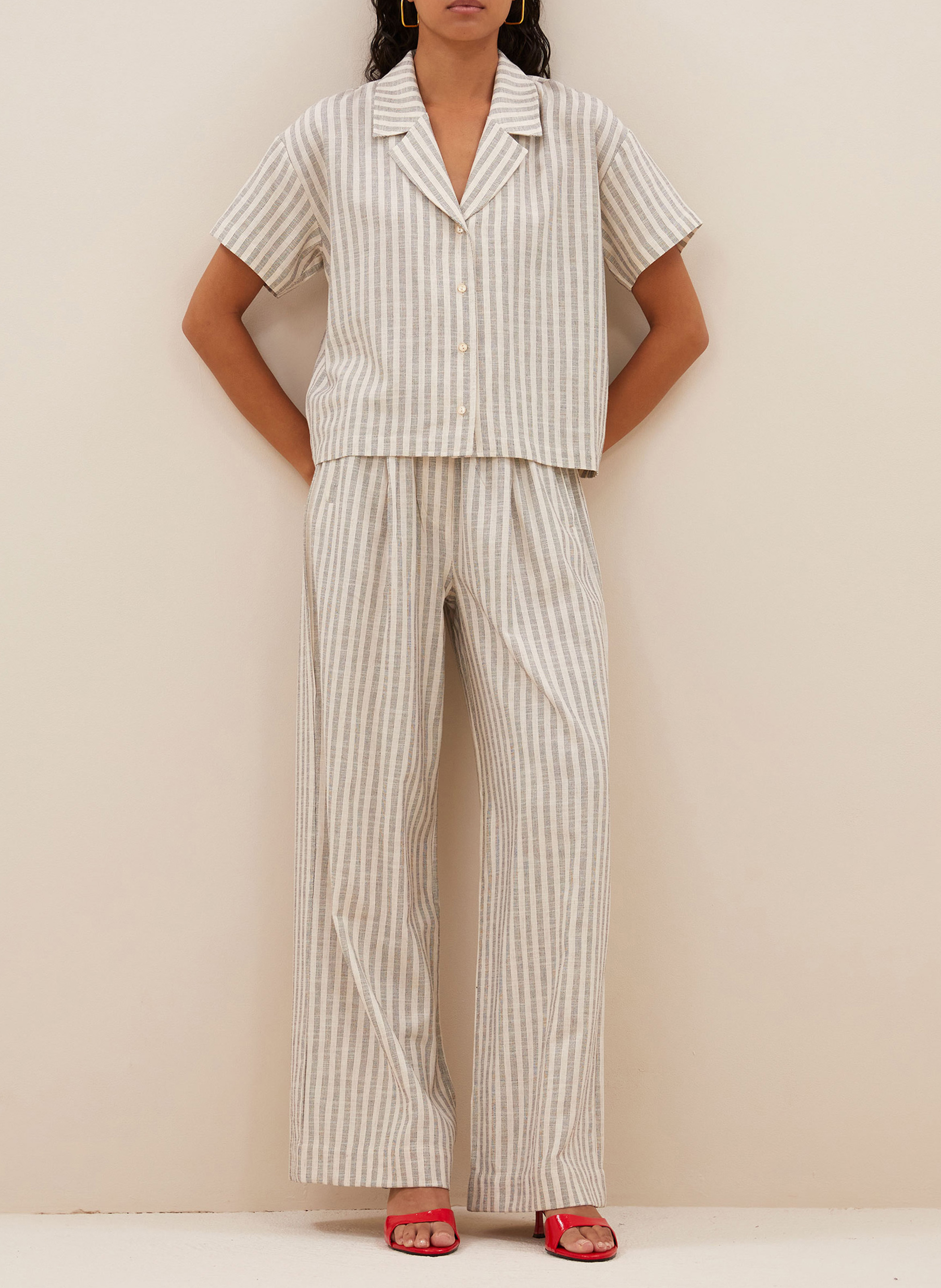 Striped wide-leg pants BY BAR Beige