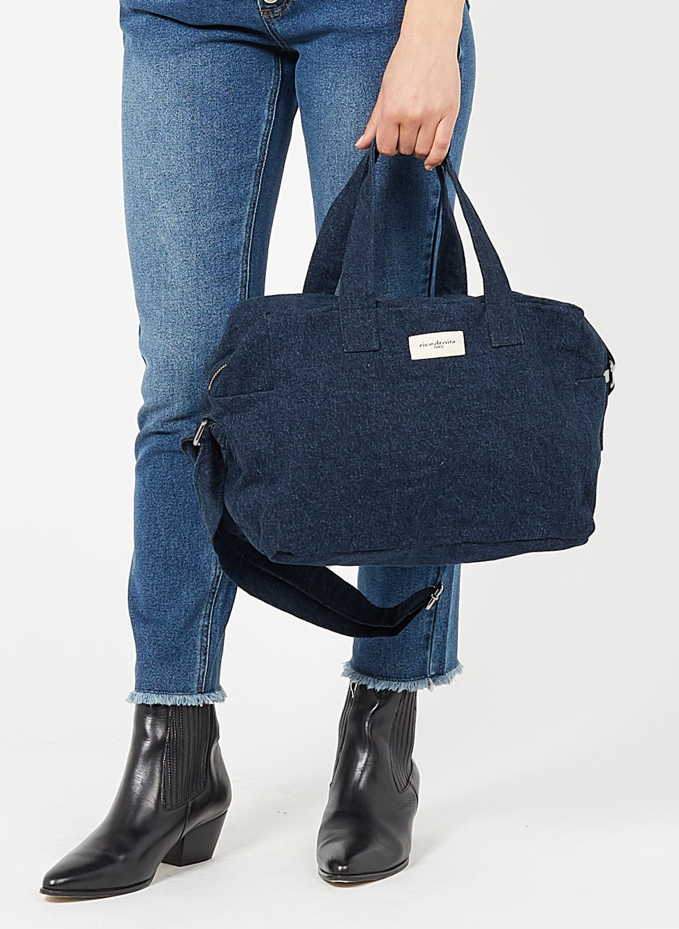 Denim tote bag RIVEDROITE PARIS Raw denim