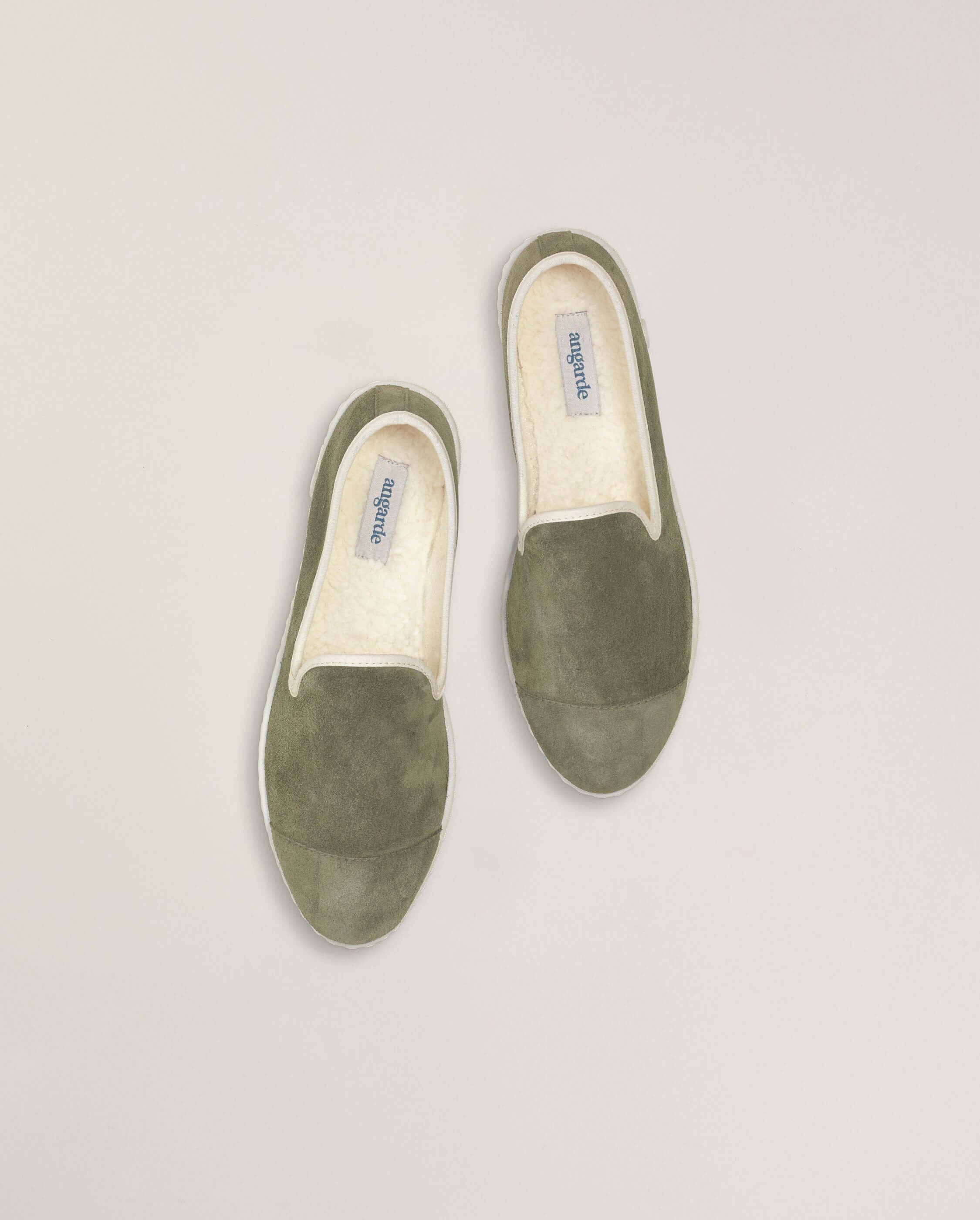 Women's leather slipper, light khaki ANGARDE Khaki