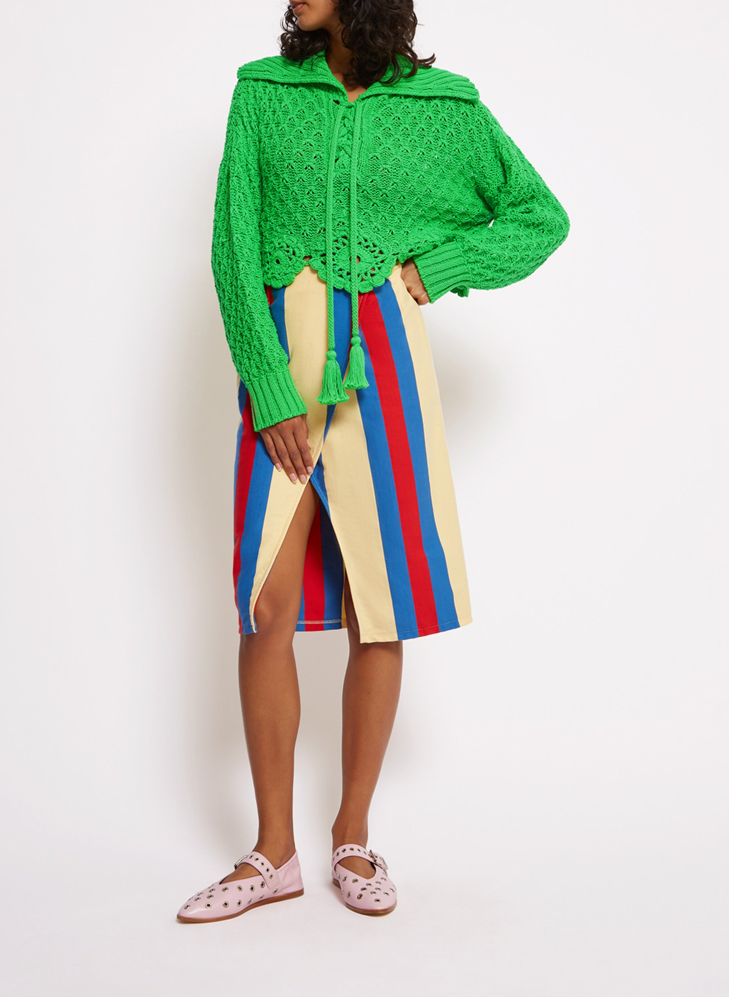 Pull col v en coton ROSEANNA Vert