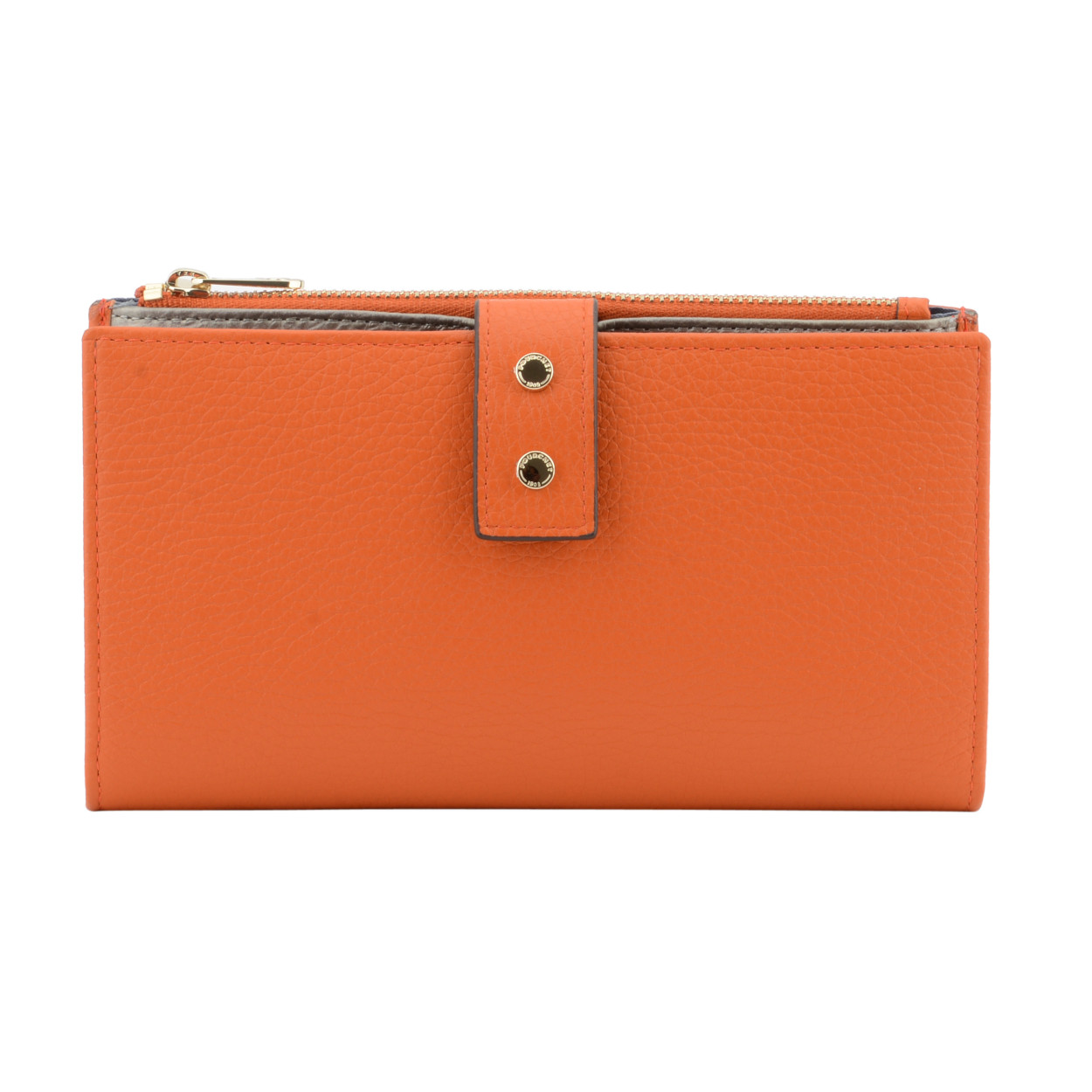 Leather multi-compartment wallet POURCHET Orange