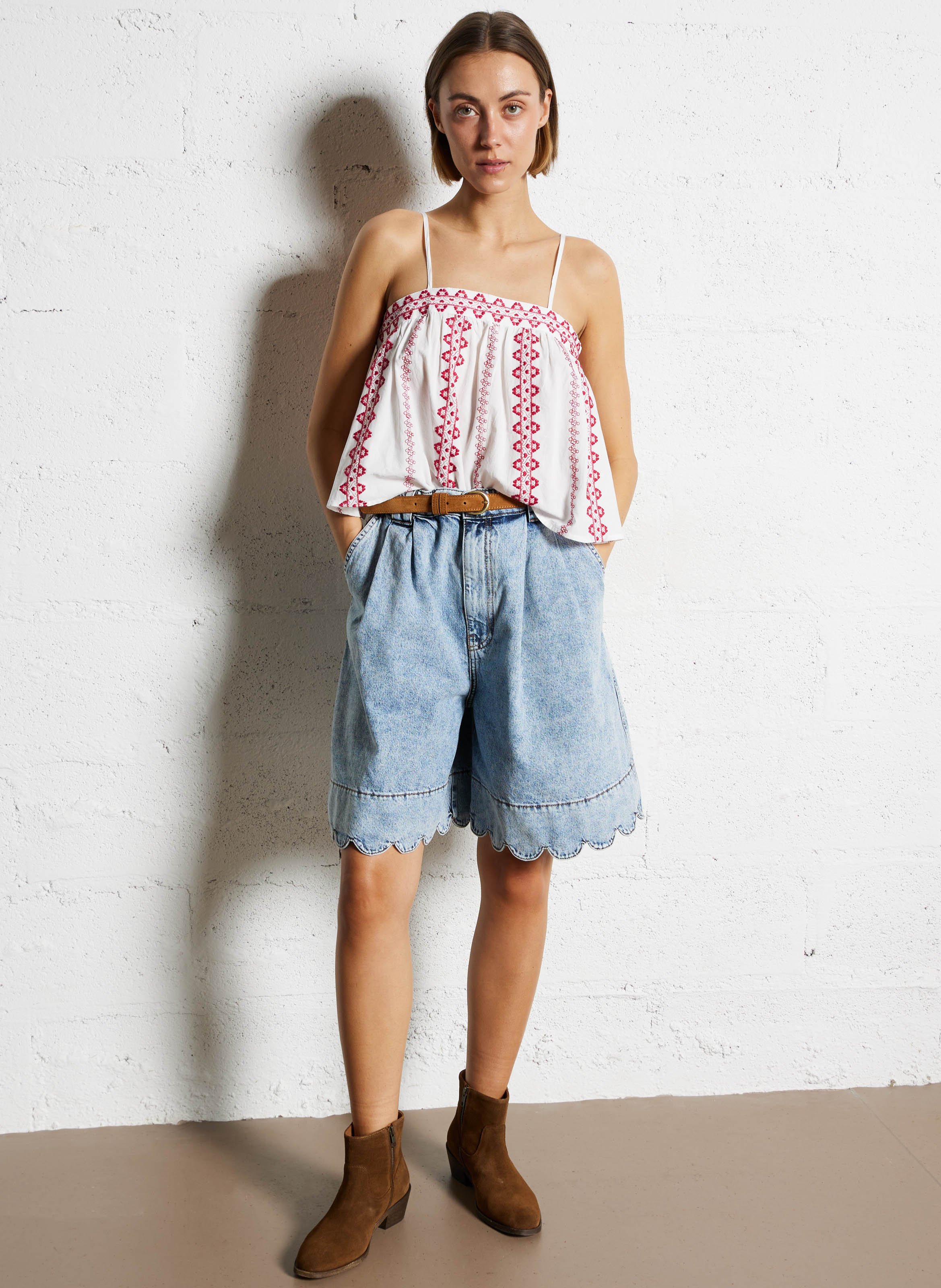 Ceinture en cuir velours LA PETITE ETOILE Marron