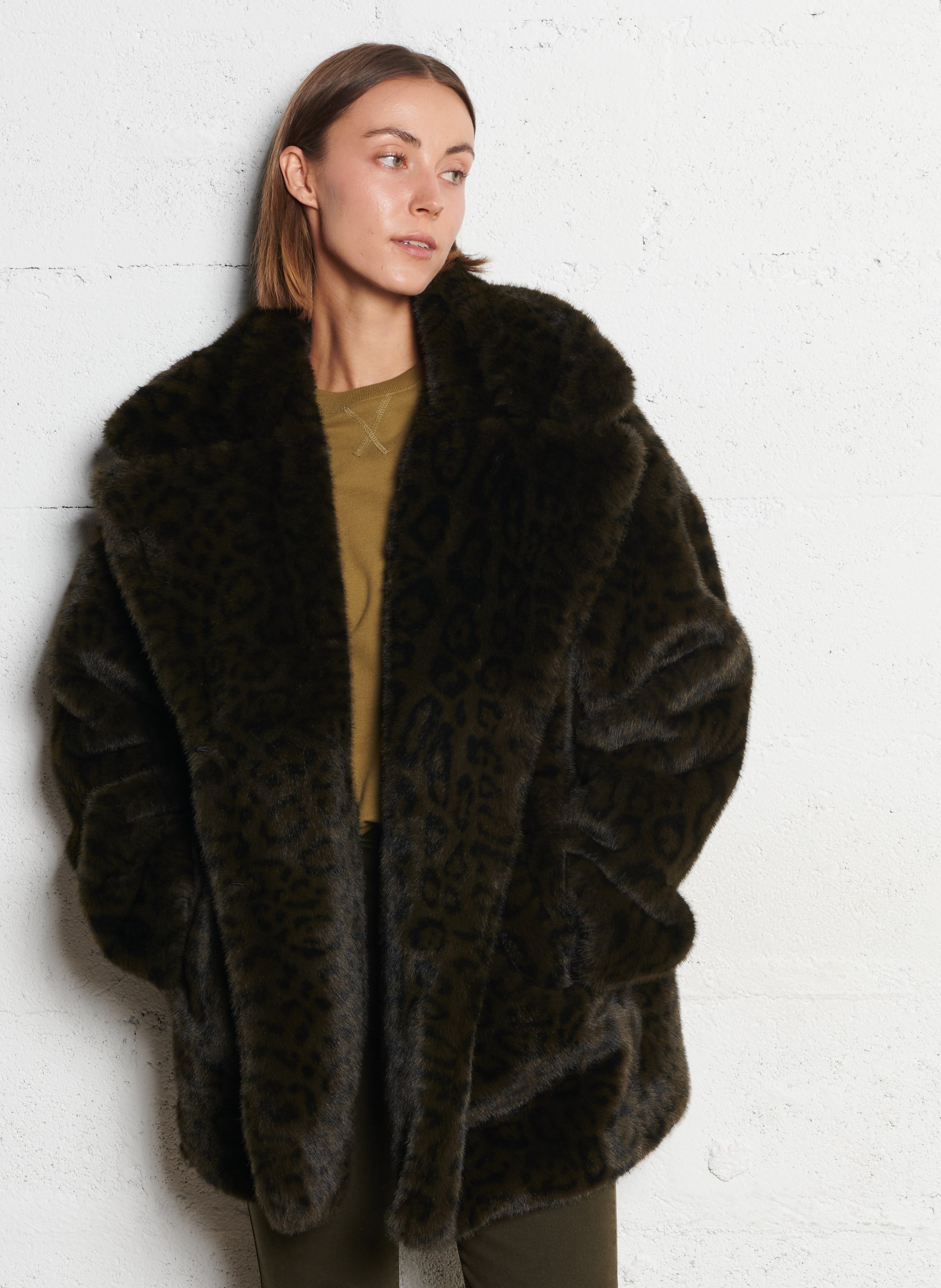 Eddie faux fur coat  IKKS Khaki