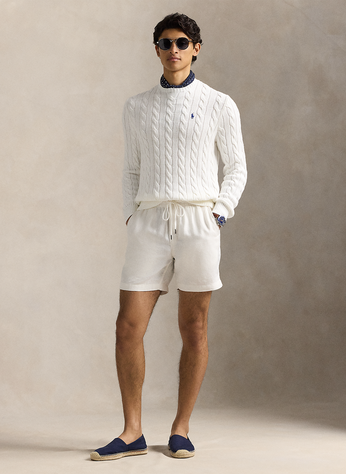 Pull col rond regular-fit en coton POLO RALPH LAUREN Blanc