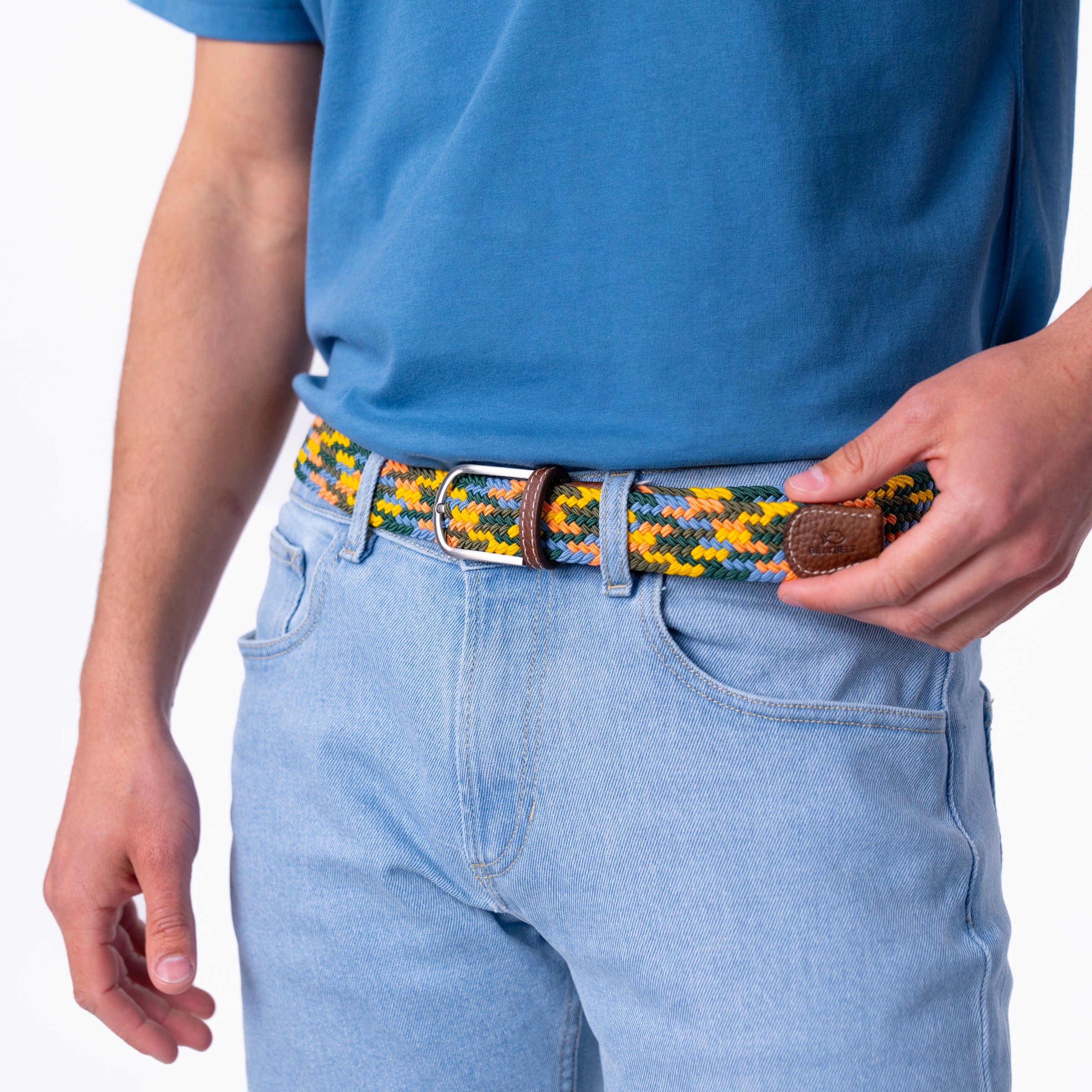 Multicolored braided elastic belt BILLYBELT Multicolored