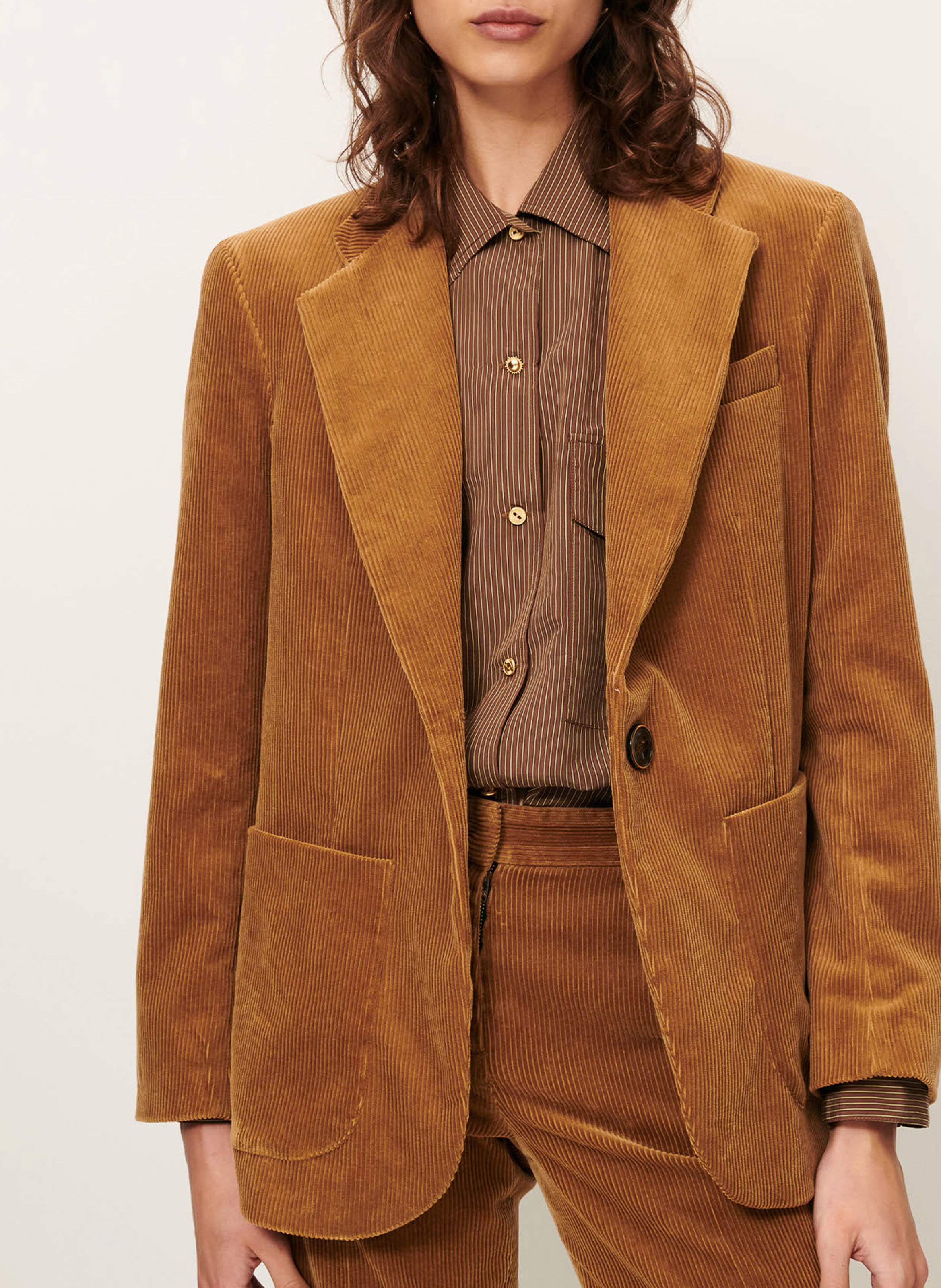 Veste tailleur en velours côtelé SESSUN Marron